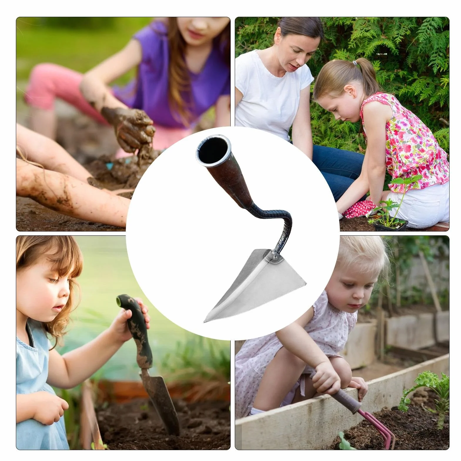 Azada de Jardín Triangular Multiusos Antideslizante para Preparación de Suelo, Eliminación de Malas Hierbas