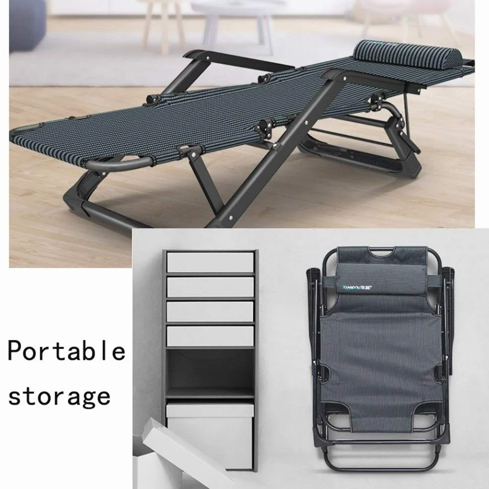 Sillas Plegables de Gravedad Cero, Ajustables, con 10 Niveles de inclinación, para Playa, Patio, Piscina, jardín, Camping, Exteriores, Patas cuadradas de Acero (Color: Negro)