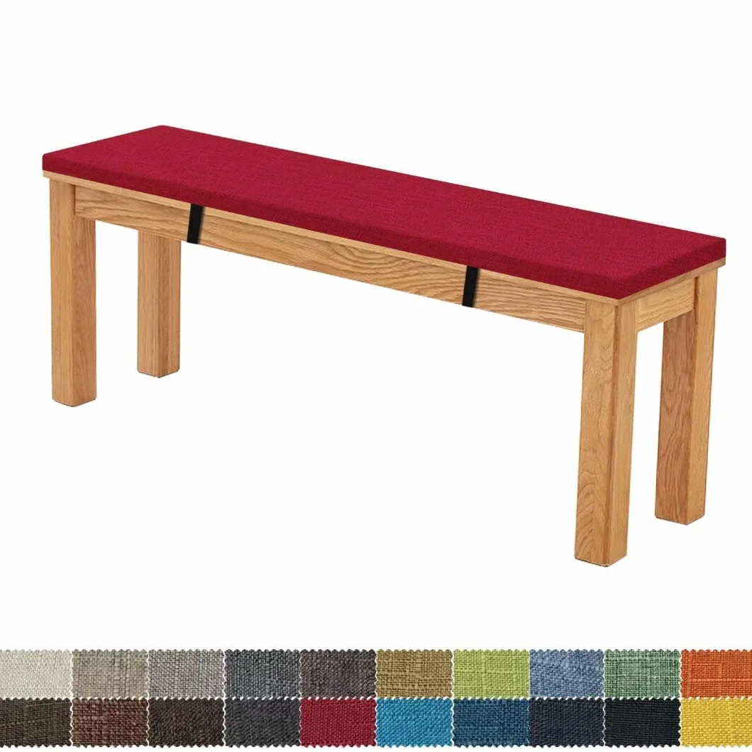 Cojín de Banco 80x35x3cm Funda Extraíble Lavable Antideslizante Doble para Jardín Terraza Columpio (Rojo Vino)