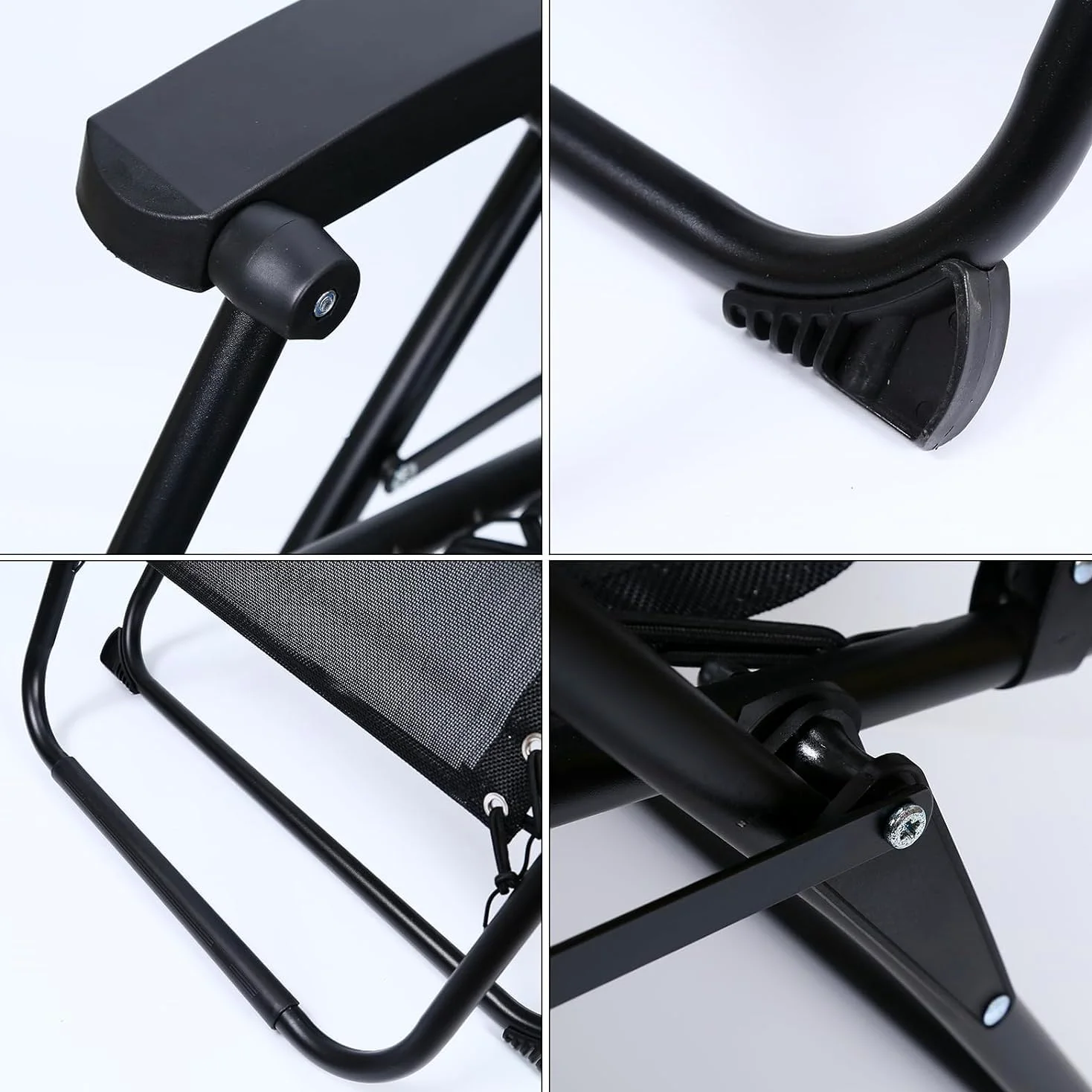 Tumbona Plegable con Reposacabezas y Reposabrazos, Reclinable, Gravedad Cero, Acero Ligero y Resistente, Ideal para Jardín, Playa, Piscina y Terraza, 1 Unidad, Negro