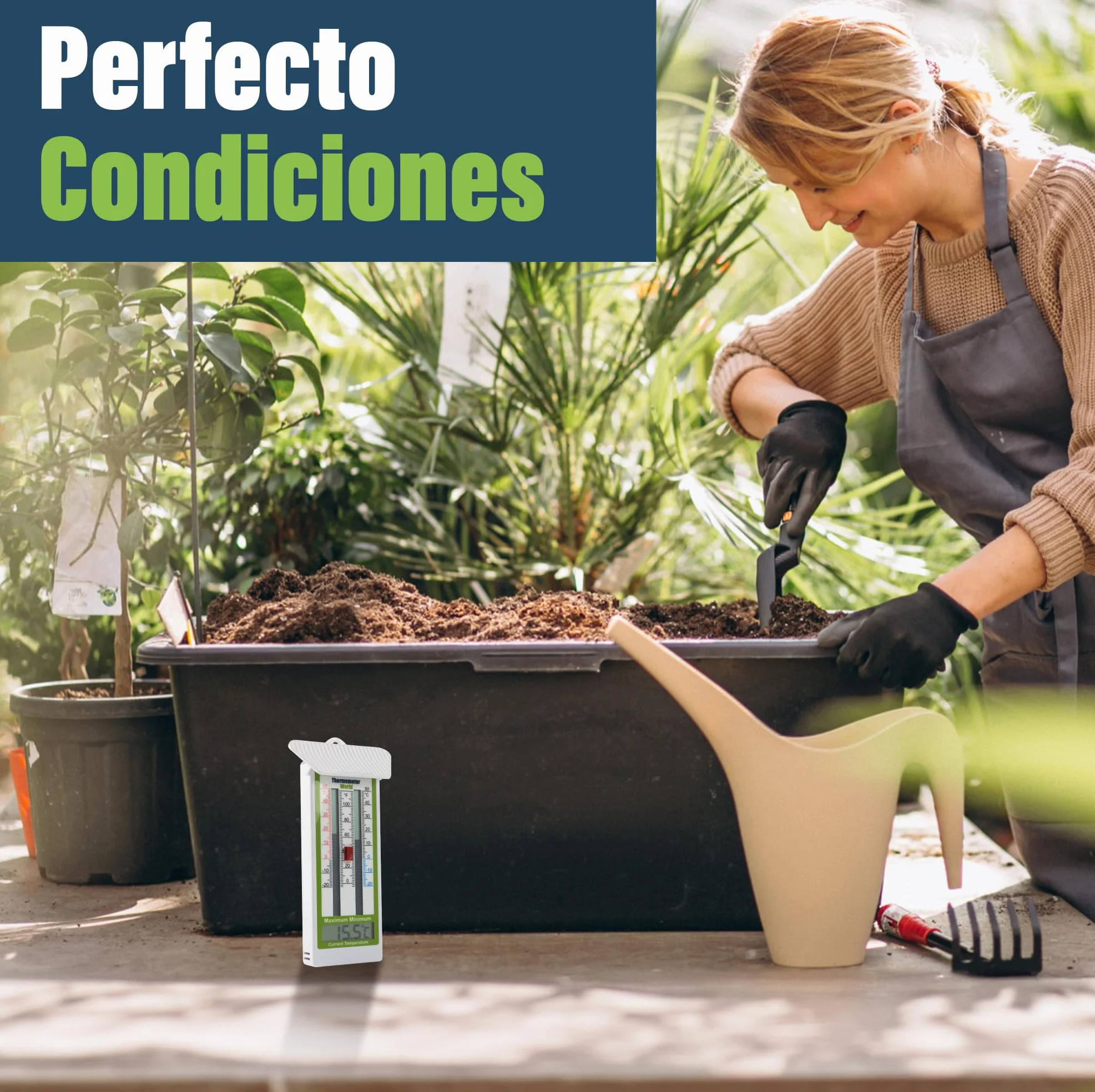 Termómetro digital IP65 temperatura máxima y mínima para jardín invernadero exteriores