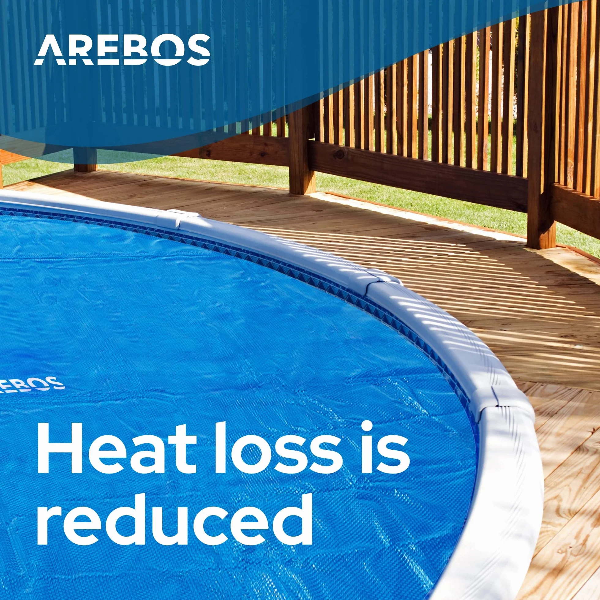 Arebos Cubierta Solar Piscina Redonda Ø 3,05 m Azul 120 µm Protector Térmico