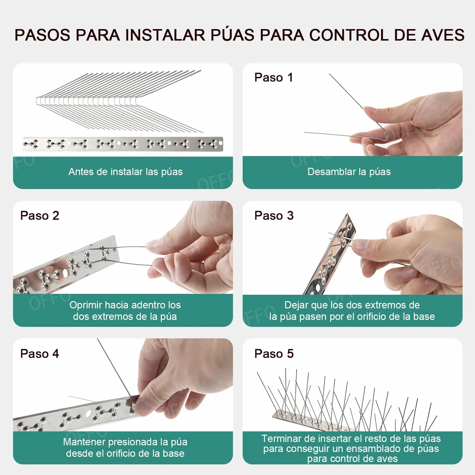 OFFO Pinchos Antipalomas Inoxidable 78cm para Balcones, Techos, Jardines