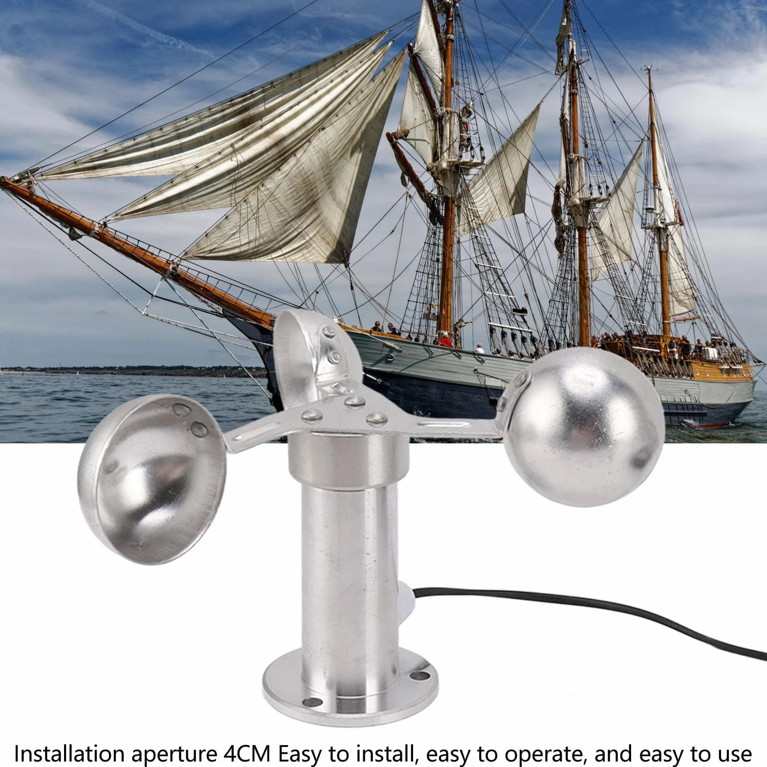Anemómetro Sensor De Viento Aleación De Aluminio 3 Tazas 0-3,8 V