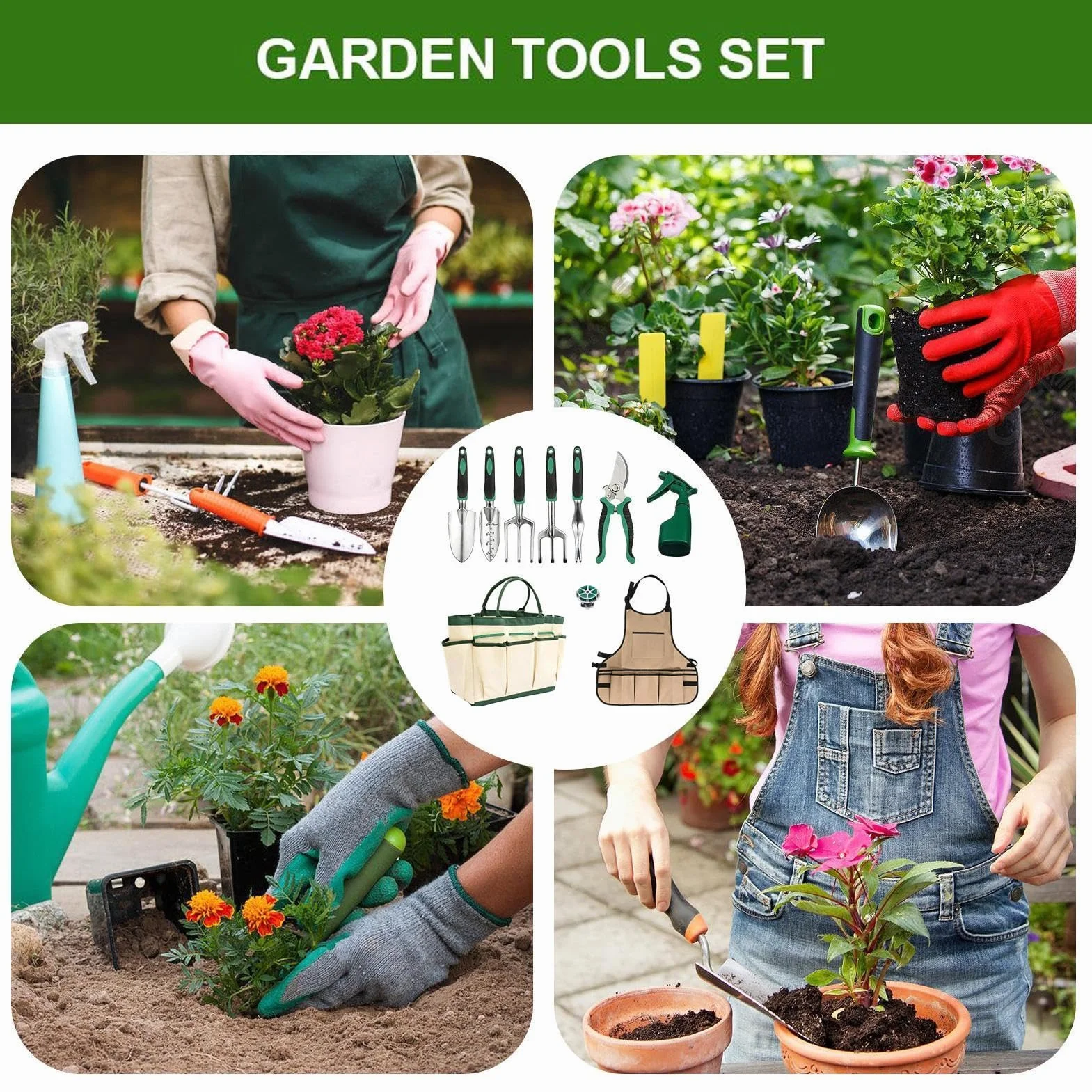 Juego de Herramientas de Jardinería 11 Piezas Accesorios de Plantación de | Set de Jardinería Resistente Para Mujeres Hombres Mamá Papá Jardineros