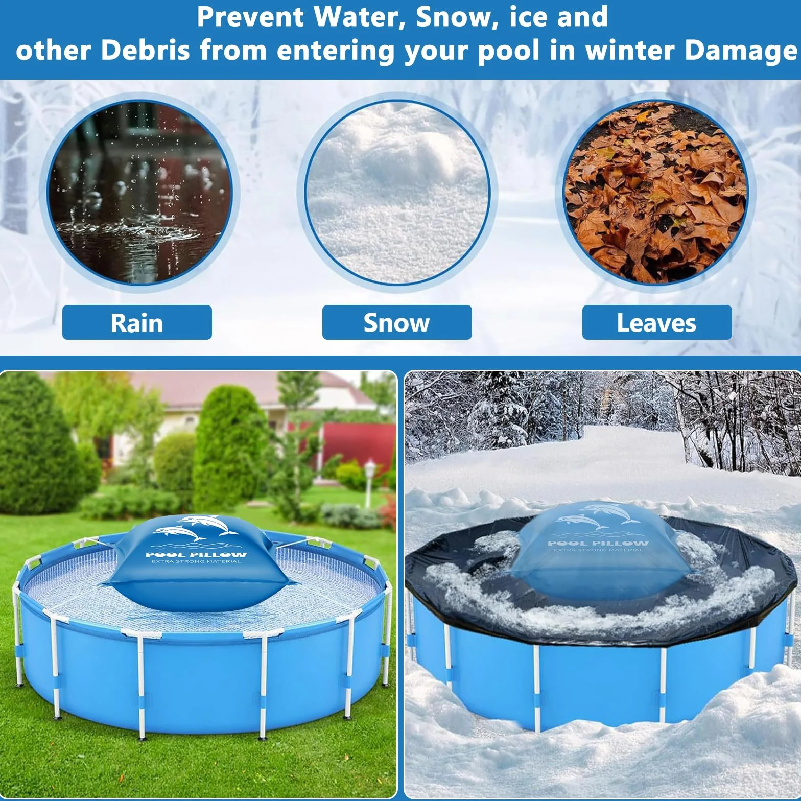 Cojín de Aire para Piscina XXL 120x120 cm, Anticongelante, Doble Costura con Kit de Reparación