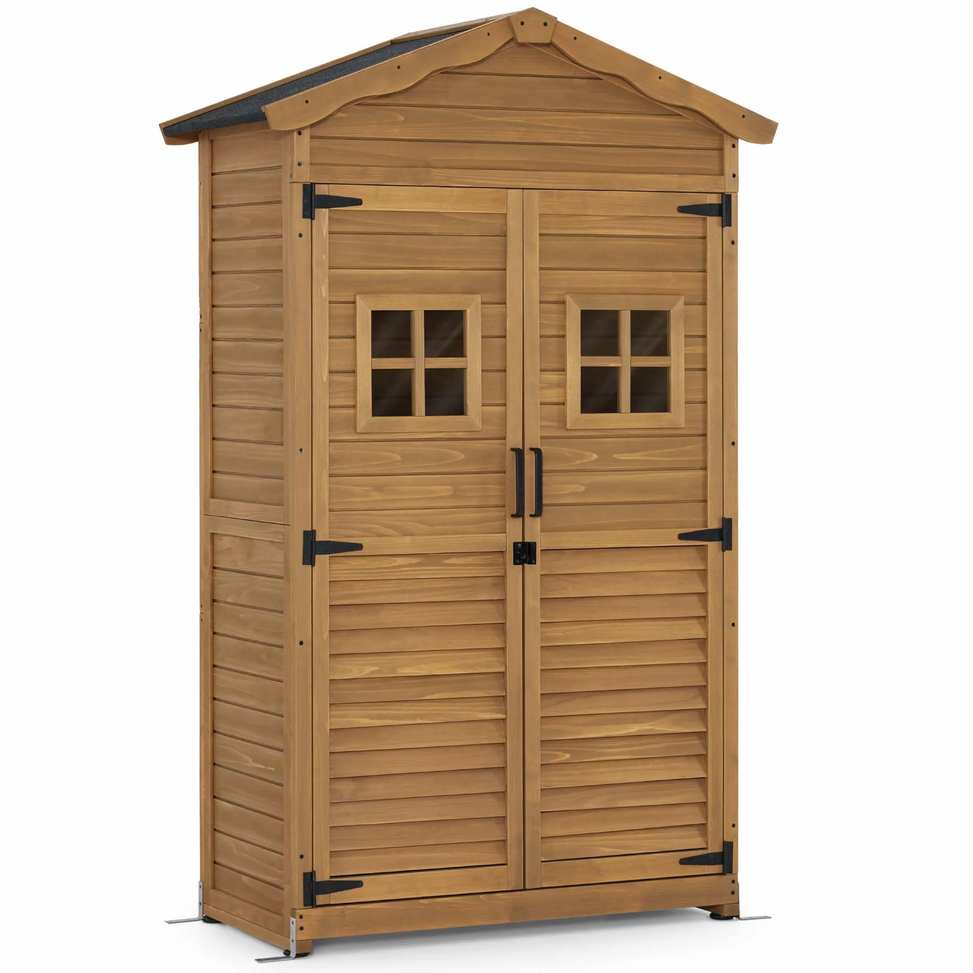 M MCombo Armario de jardín Cobertizo de Madera Resistente a la Intemperie 57x109x180 cm Herramientas Exterior