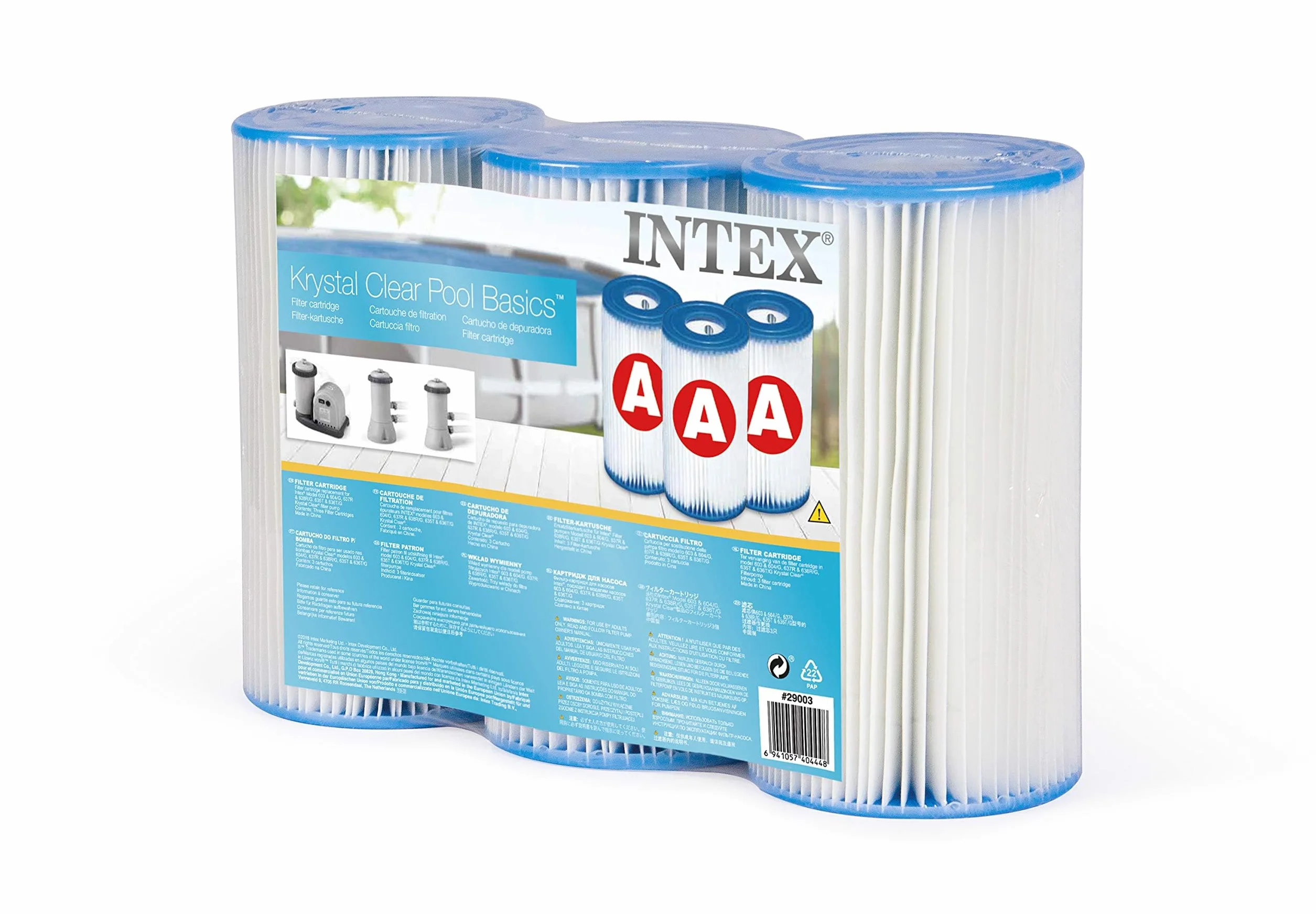 Intex 29003-PACK 3 Cartuchos Filtro Tipo A