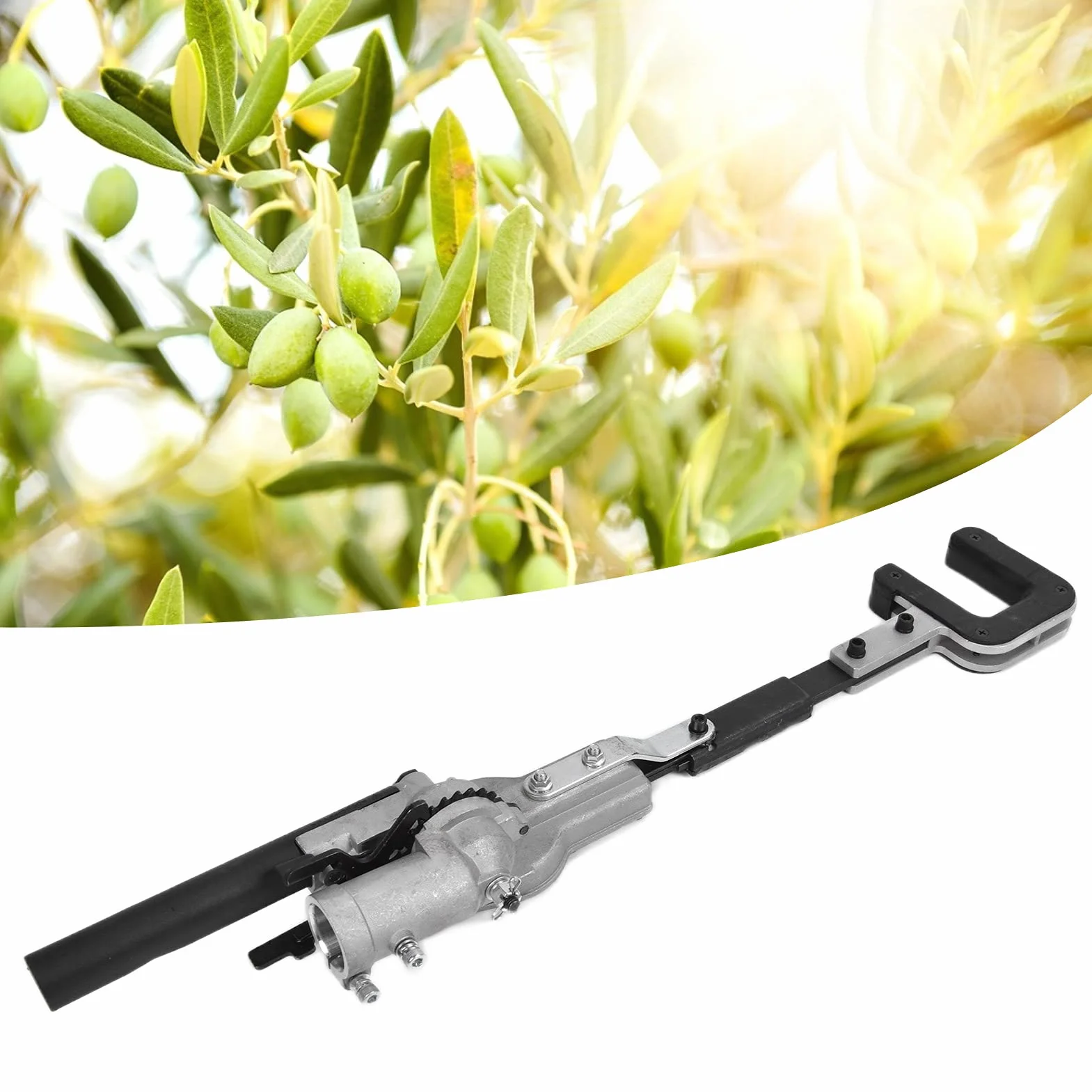CHICIRIS Cabezal recogedor de frutas eficiente de aleación de aluminio para jardín, 9 dientes, cabezal de recogida de residuos de aceituna