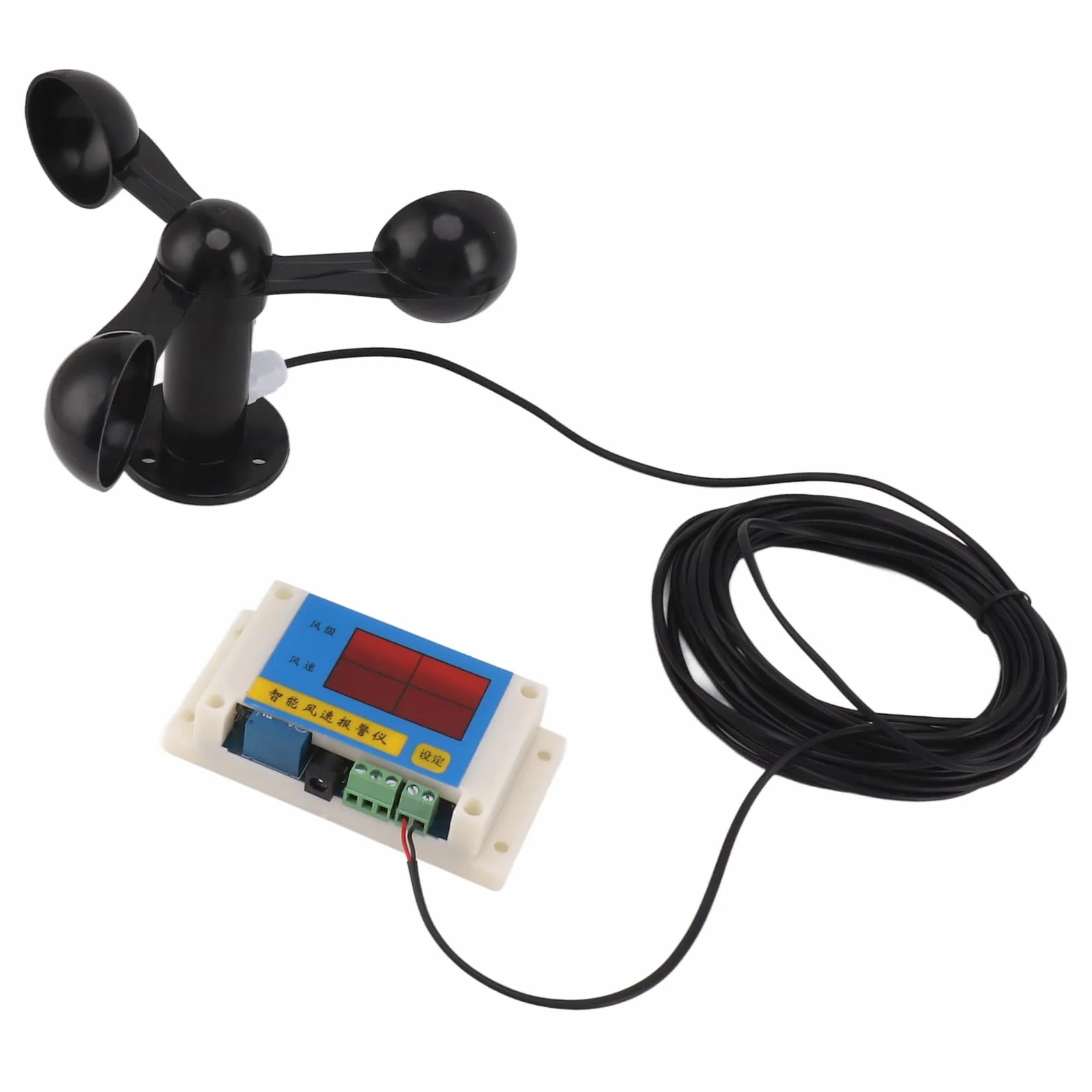 Anemómetro para Grúas Torre 3 Cúpulas USB 5V Alarma Velocidad Viento 2-12 Niveles Precisión Alta Apagado Automático