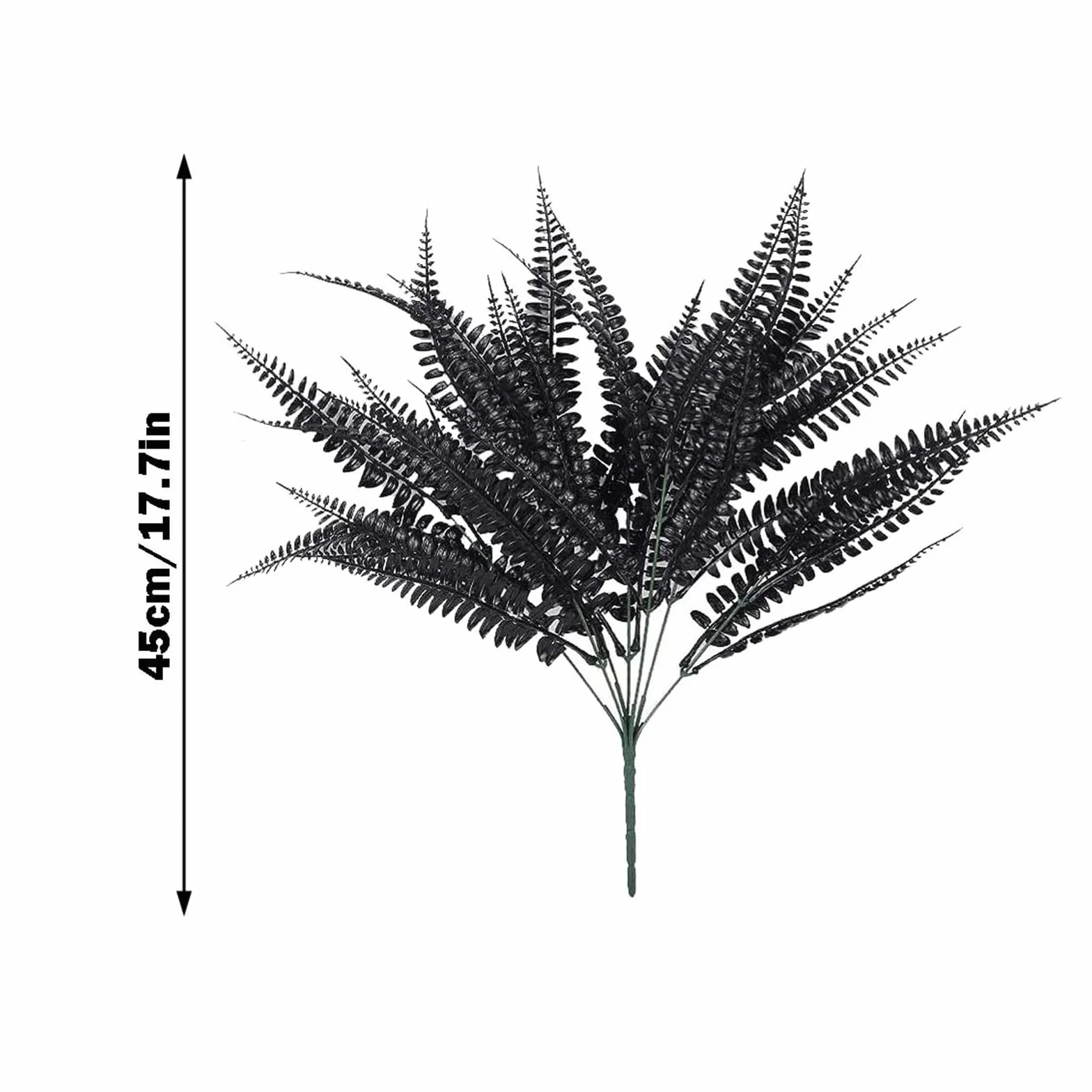 Helecho de plástico negro decorativo para interiores y exteriores, en maceta