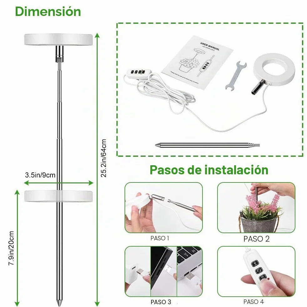 Ainiv Lámpara de Plantas LED, 48 LED Luz de Crecimiento Espectro Completo, Temporizador Automático 3H/9H/12H, Brillo Ajustable