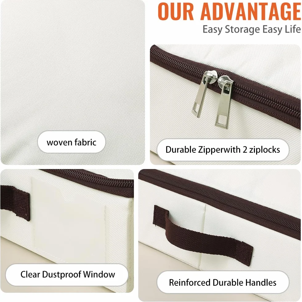 iwill CREATE PRO Cesta almacenamiento plegable debajo cama beige 2 unidades