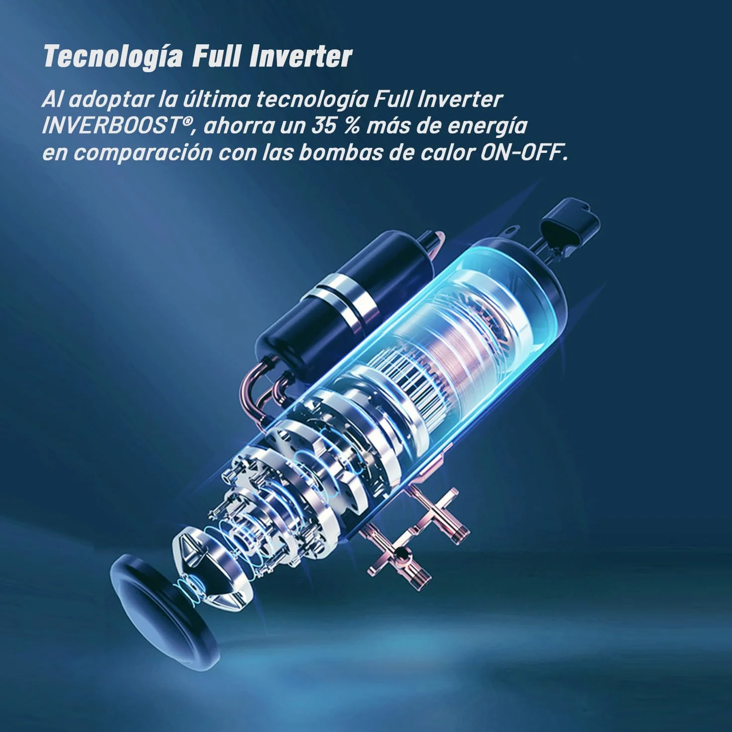 INVERBOOST Bomba De Calor para Piscina Inverter 9,5 kW, Cop 16, WiFi, Control por Voz