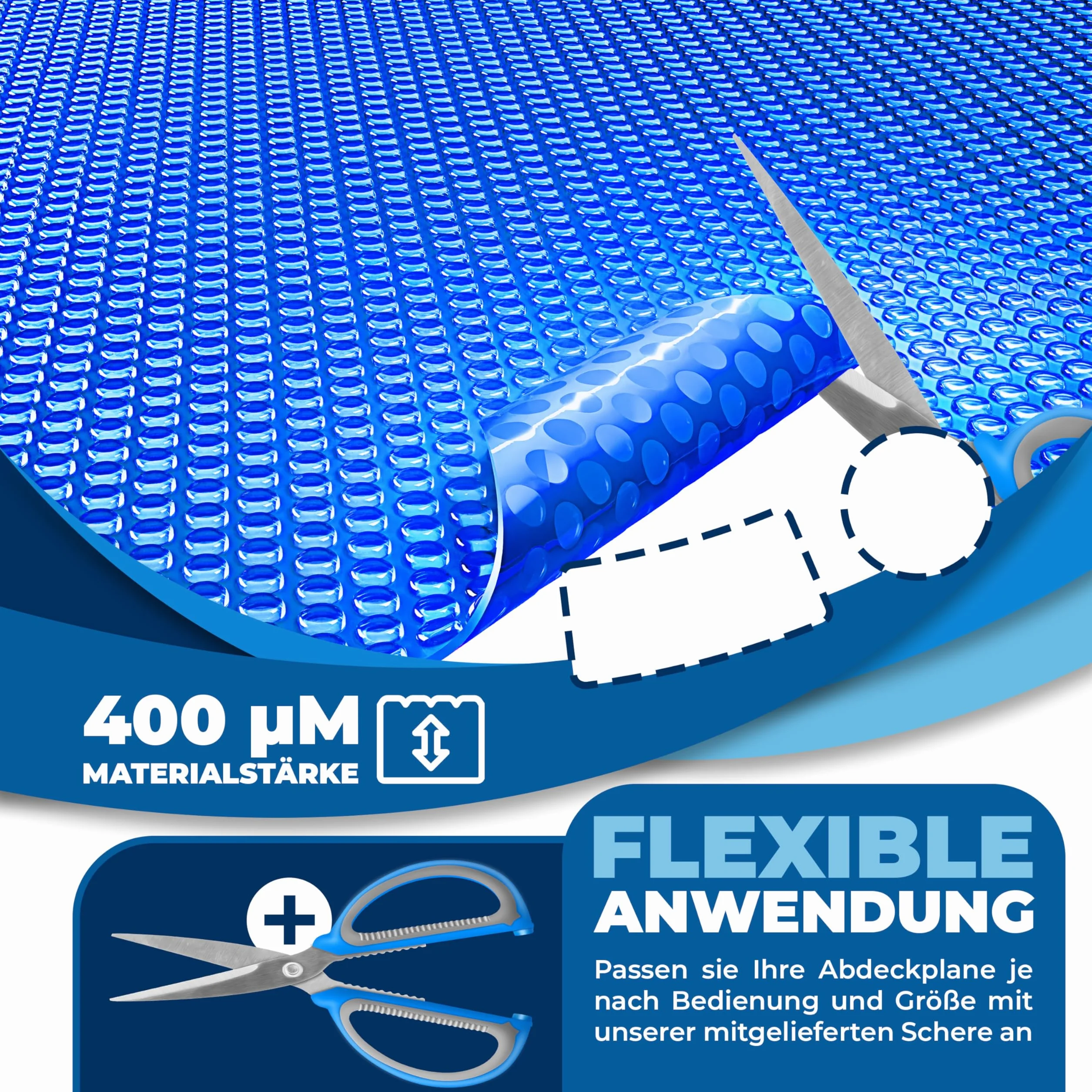 KESSER Lona Solar para Piscina Redonda Ø 244 cm, Azul, 600 x 400 cm