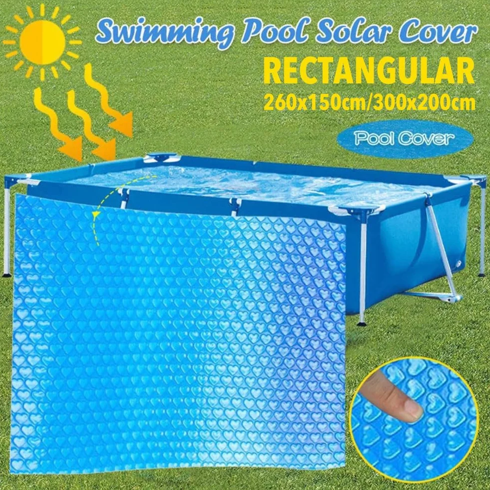 Cubierta Solar Piscina Rectangular 260x170cm Manta Térmica PE Anti-UV Impermeable