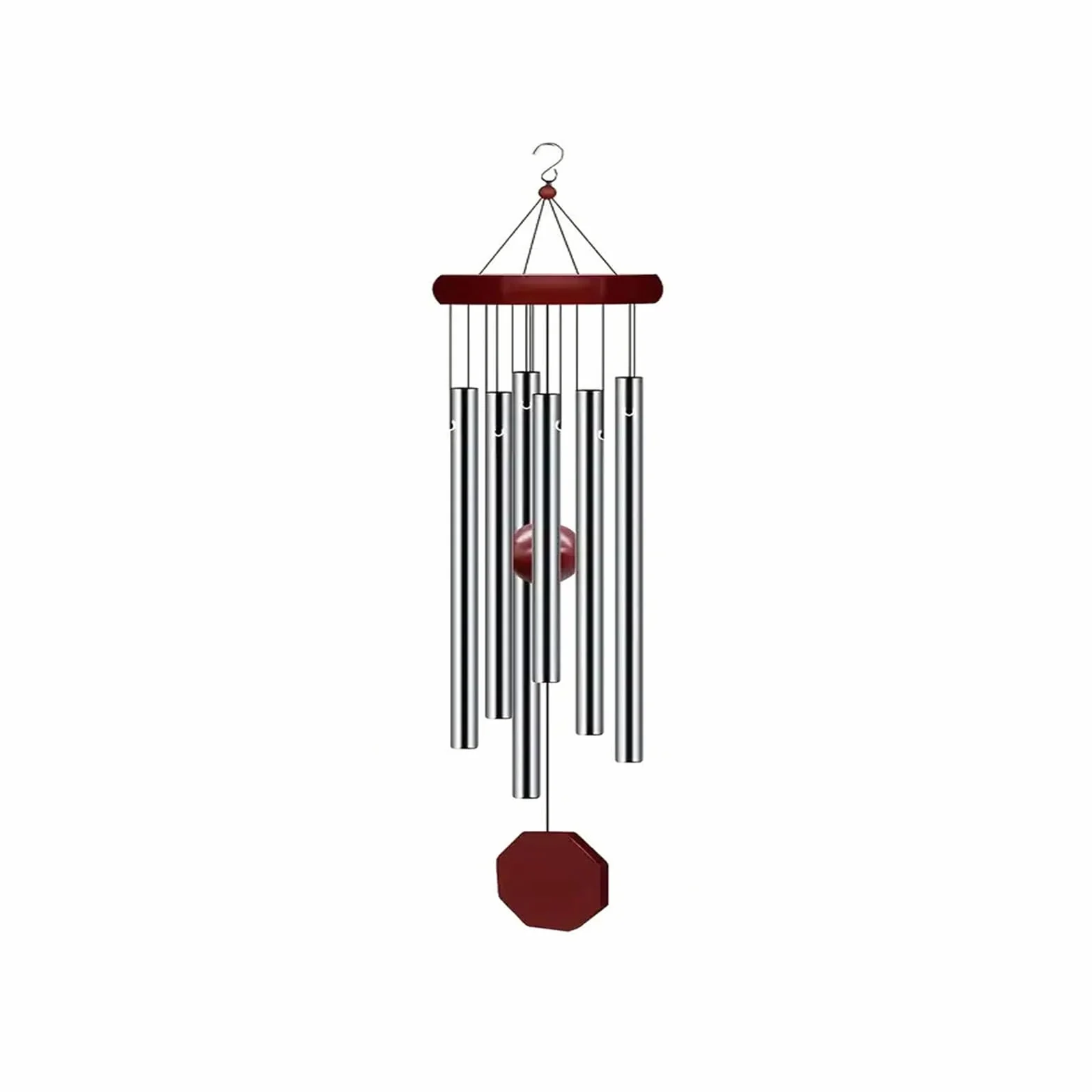 Campanas de Viento Exterior 6 Tubos Aluminio Madera para Jardín Hogar
