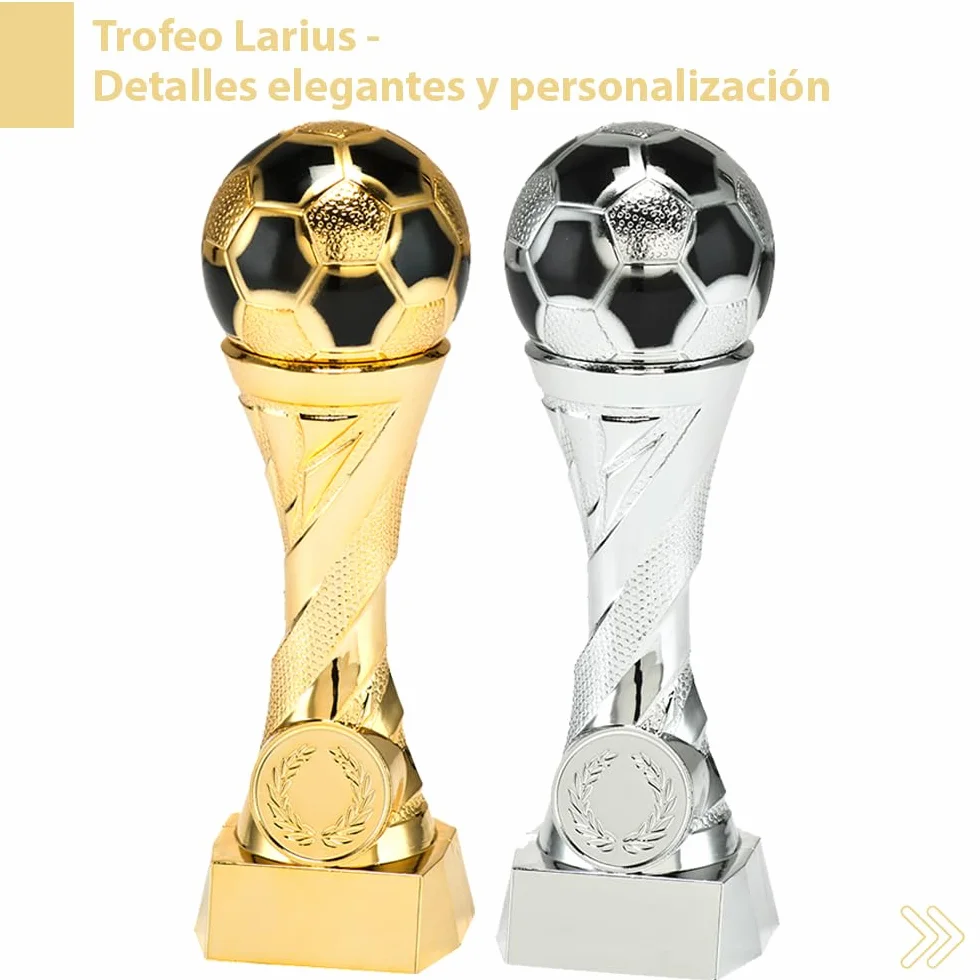 Larius Trofeo de fútbol Oro Plata Grabado Personalizado