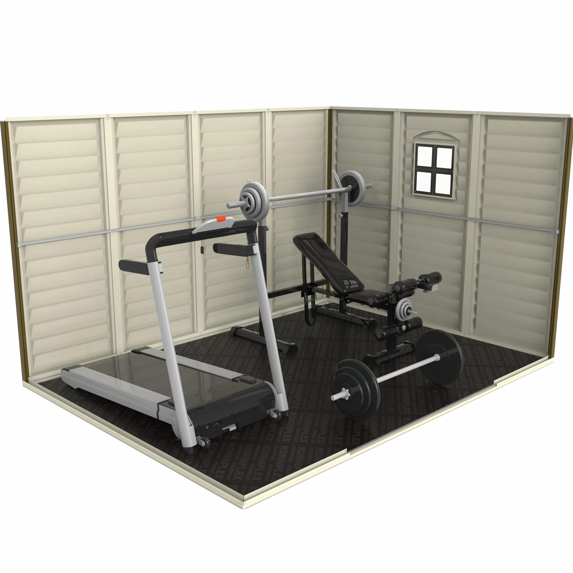Duramax Cobertizo de vinilo 10x8 pies marfil y marrón (30214-4)