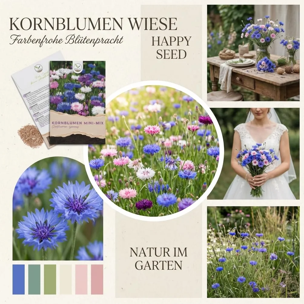 Semillas de aciano Centaurea cyanus Mini Mix 1000 grano 50 cm flores luminosas largo tiempo floración