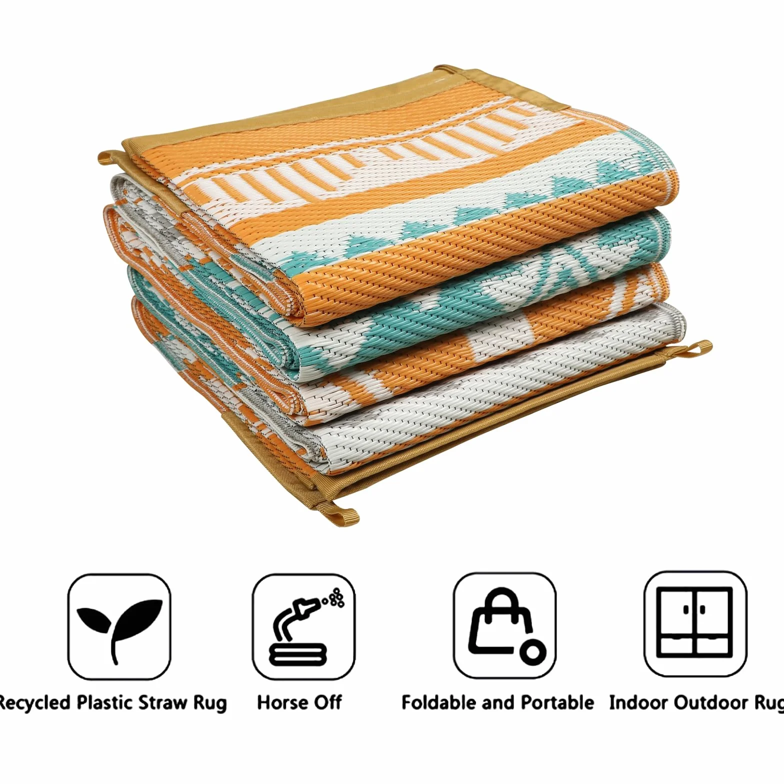 Famibay Alfombra Exterior 180x270cm Impermeable Reversible Plástico Resistente UV Gris Amarillo