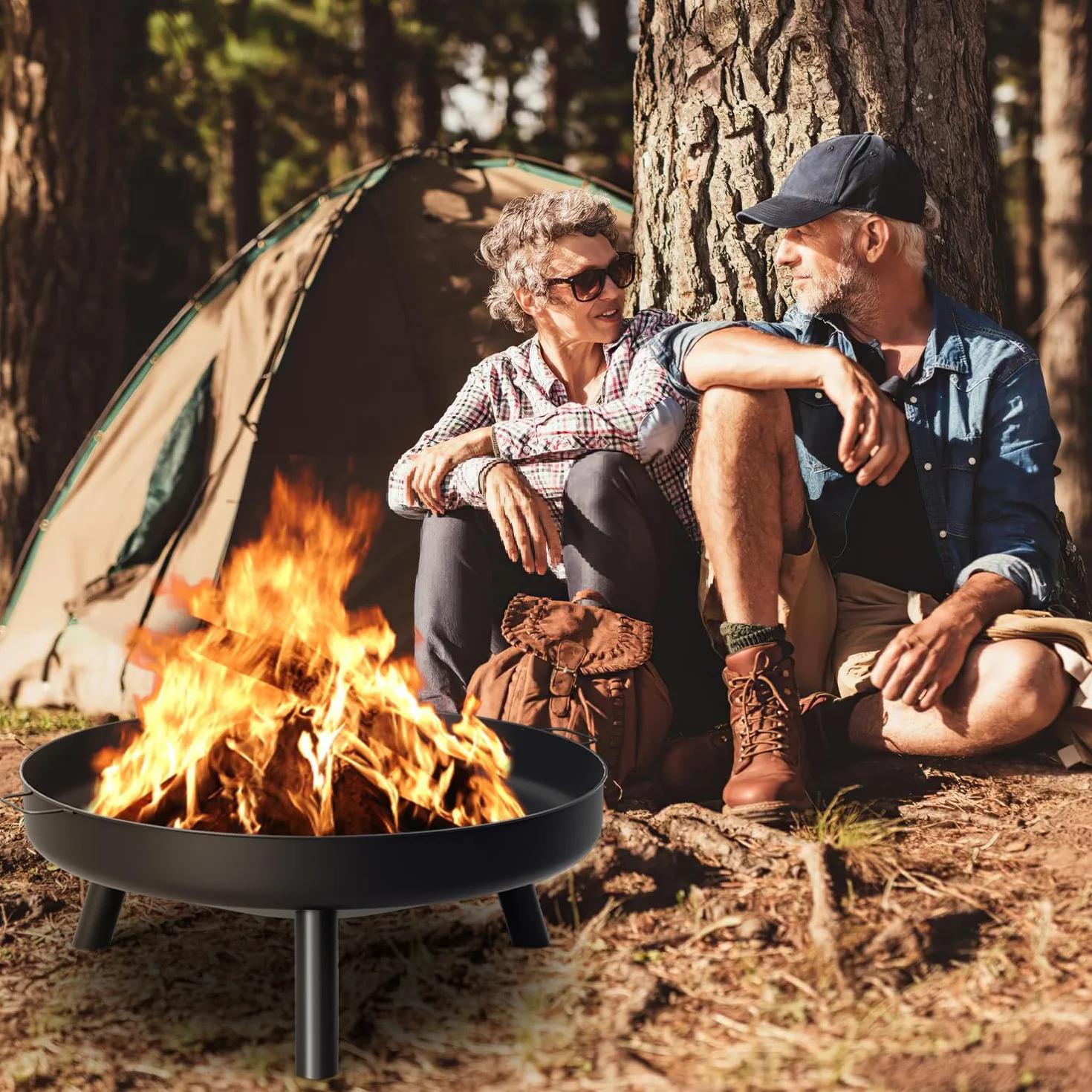 Recipiente para hoguera de 82,5 cm, para el jardín, para exteriores, para camping, fogatas de jardín, hogueras, cubos de fuego y cestas de fuego para el jardín, terraza y balcón
