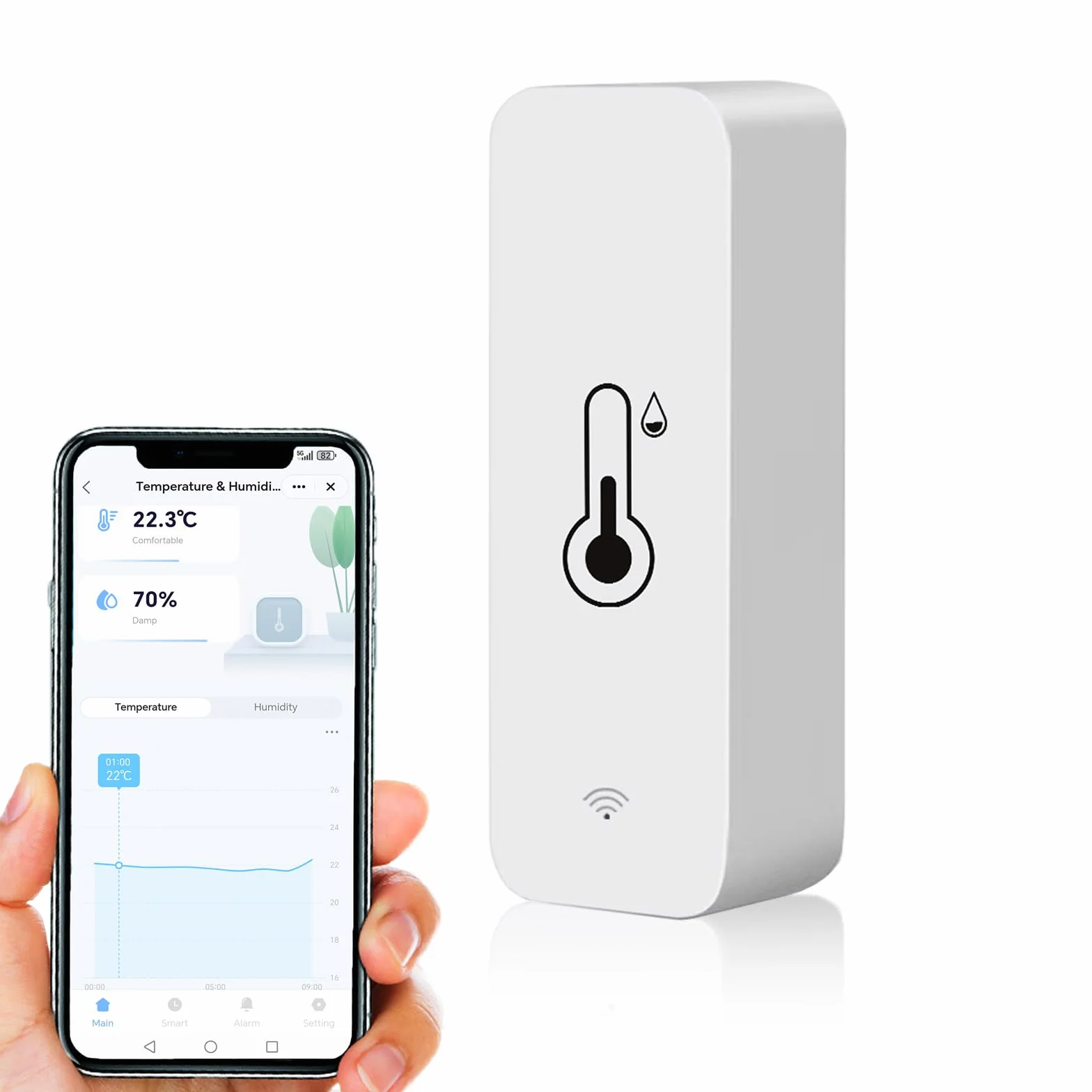 Digital Higrómetro Termómetro WiFi Inteligente, Medidor Temperatura Humedad Control Remoto Compatible Alexa Google Home
