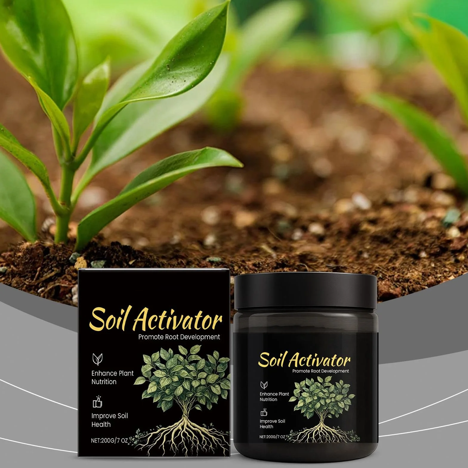 Revitalizador del Suelo Promueve Crecimiento Raíces Mejorador Alimento Vegetal Plantas Césped Jardín