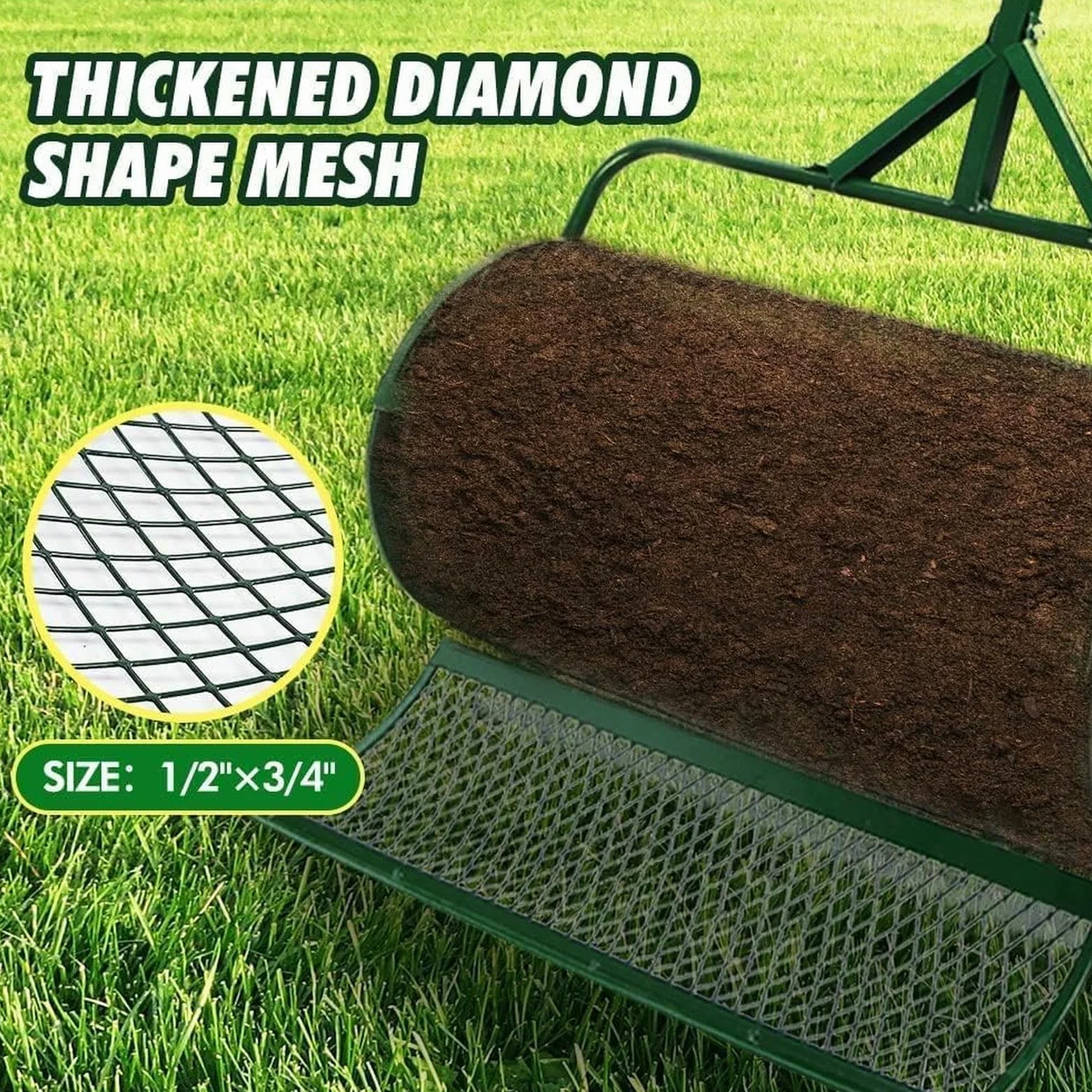 Distribuidor de Compost, Distribuidor de turba, Distribuidor de Fertilizantes, Distribuidor de Malla metálica Ligero y Duradero para Plantar y sembrar