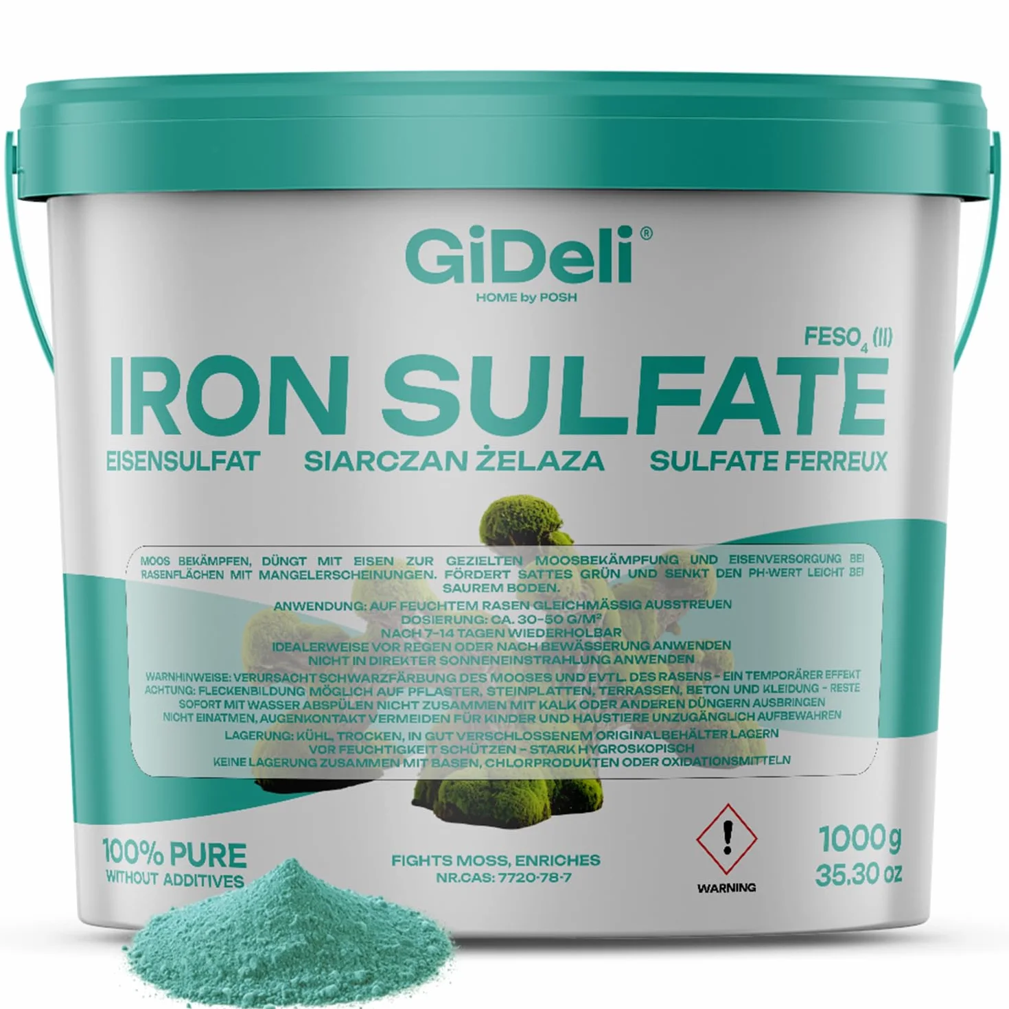 Sulfato de hierro 1 kg Heptahidrato fertilizante para hortensias jardín agricultura