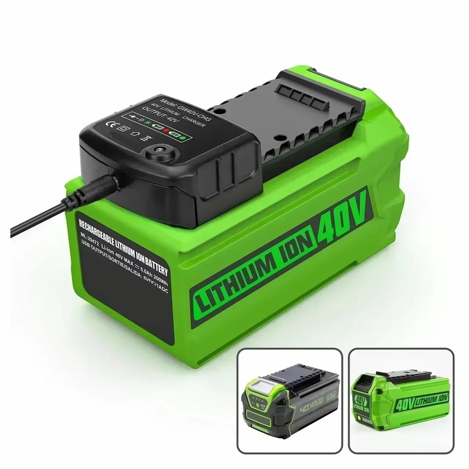 Batería de Reemplazo de Iones de Litio de 6Ah-Compatible con Greenworks G-Max 40V 29462 29472-Para Herramientas Eléctricas de Cortadora de Césped 20302 20672 20202 20322& Herramientas Eléctricas (1Pc