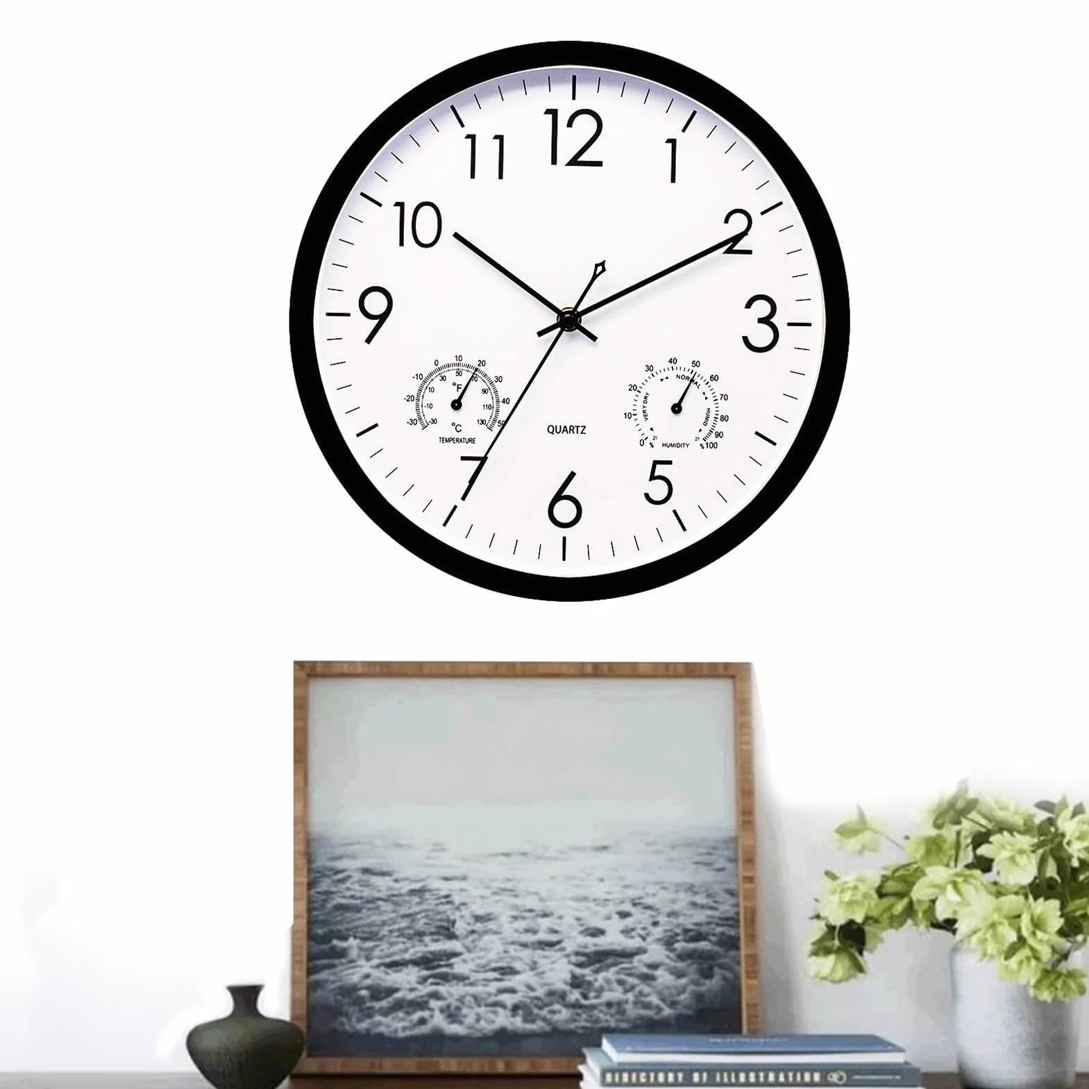 Relojes de jardín Impermeables 30 cm con termómetro e higrómetro, Vintage de Pared para Exteriores