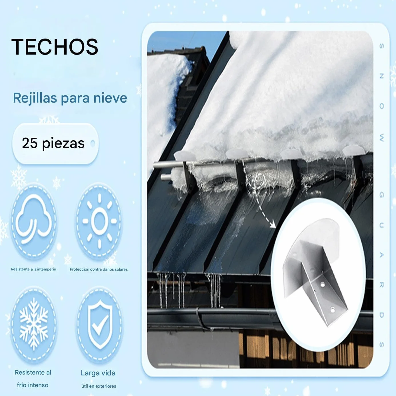Retenedores de Nieve para Tejado 25 Piezas - Barreras Antihielo de Acero Inoxidable