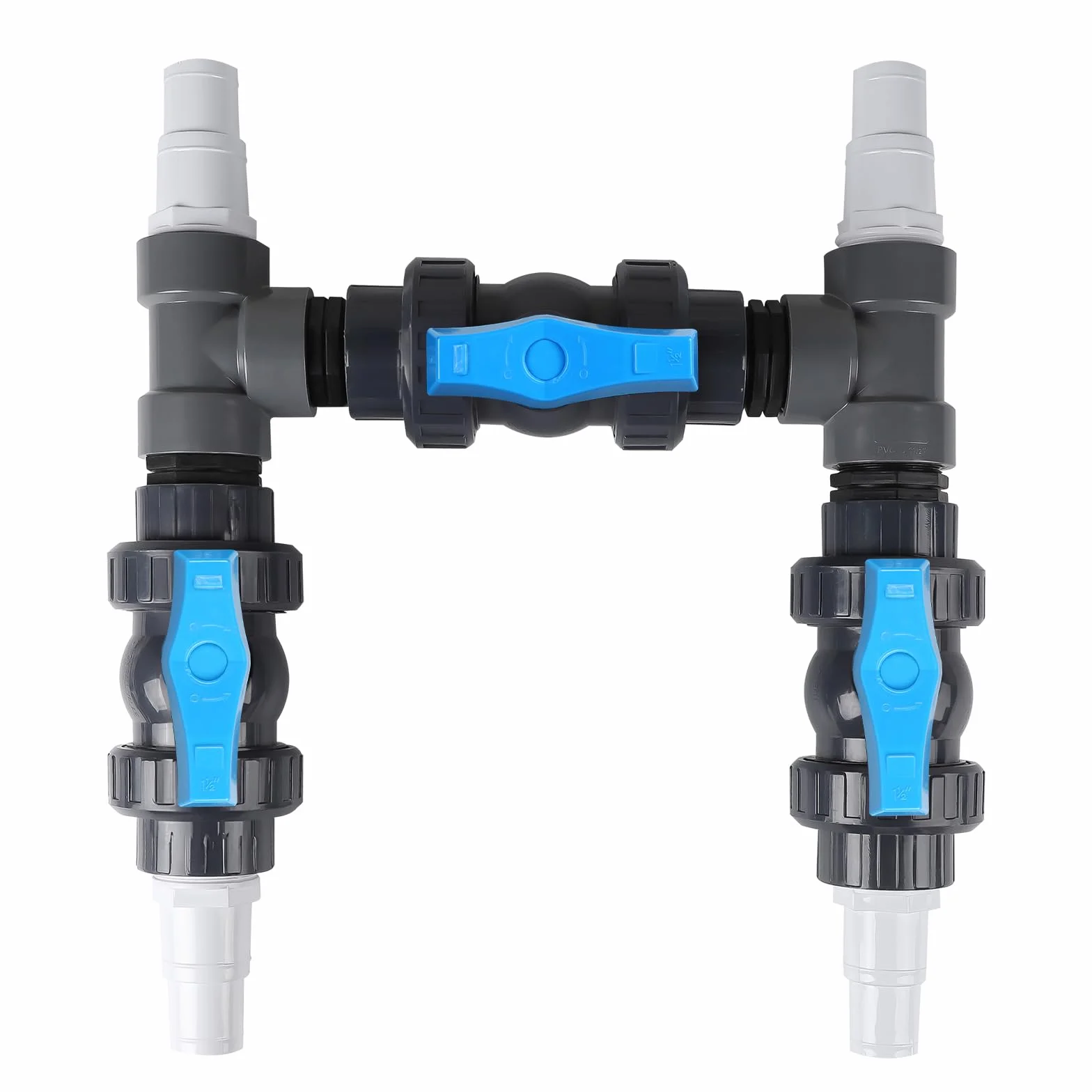 SWAWIS Juego de Desvío para Piscina 32/38mm, Bomba de Calor, Calentador Solar, Tubo PVC, Válvula Bola DN50