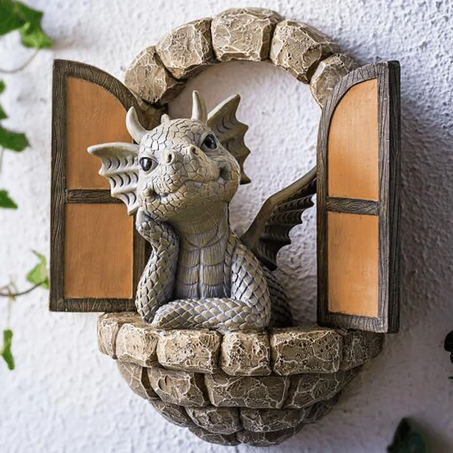 Escultura de dragón de resina para jardín, patio y pared, decoración de árbol