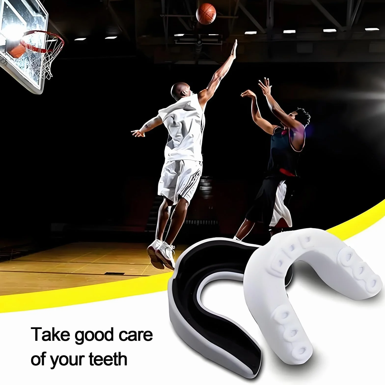 Protector Bucal Deportivo Adultos MMA Boxeo Rugby Hockey Artes Marciales Ajuste Personalizable Máxima Protección Blanco y Negro