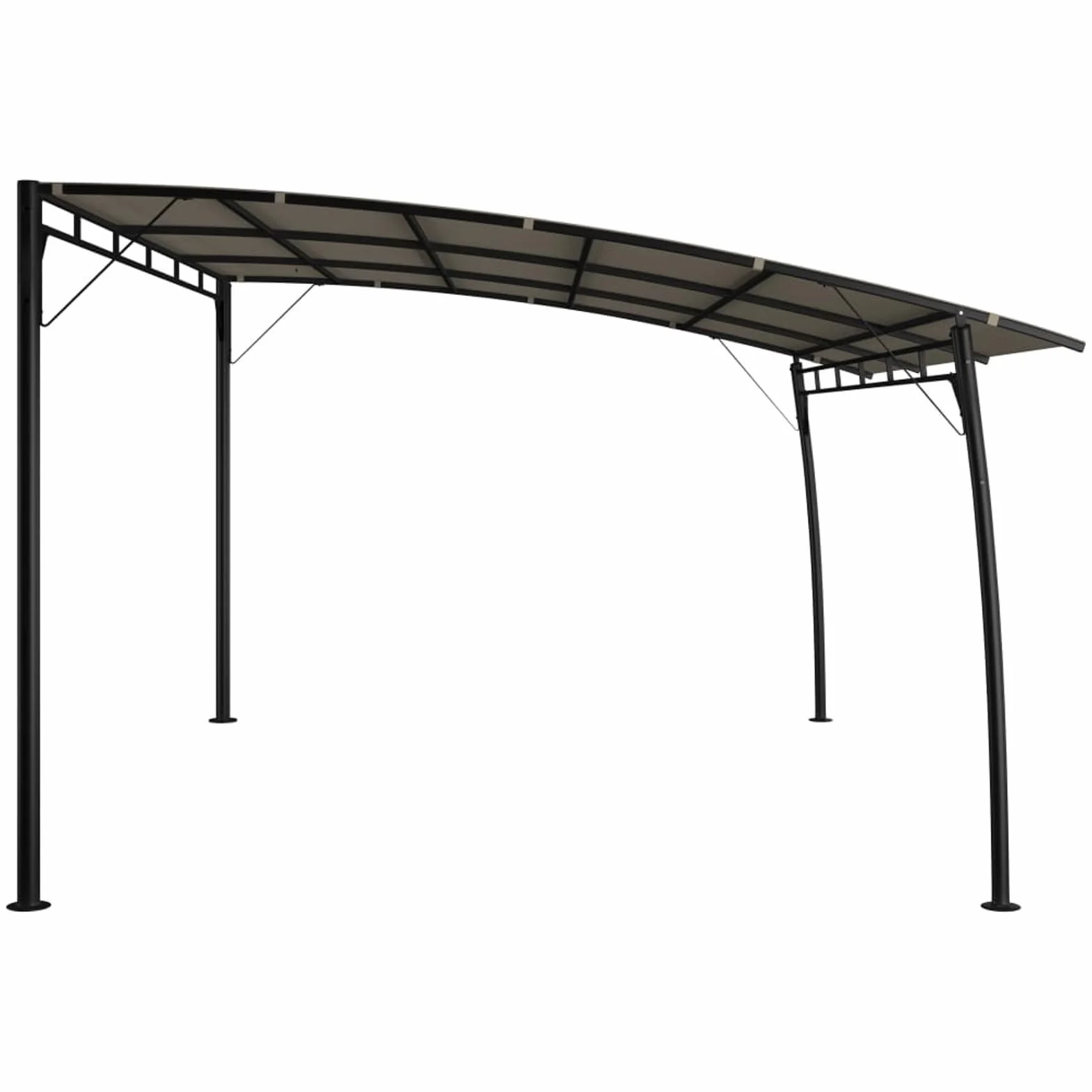 Pabellón de jardín toldo terraza cenador 4 x 3 x 2,55 m gris topo