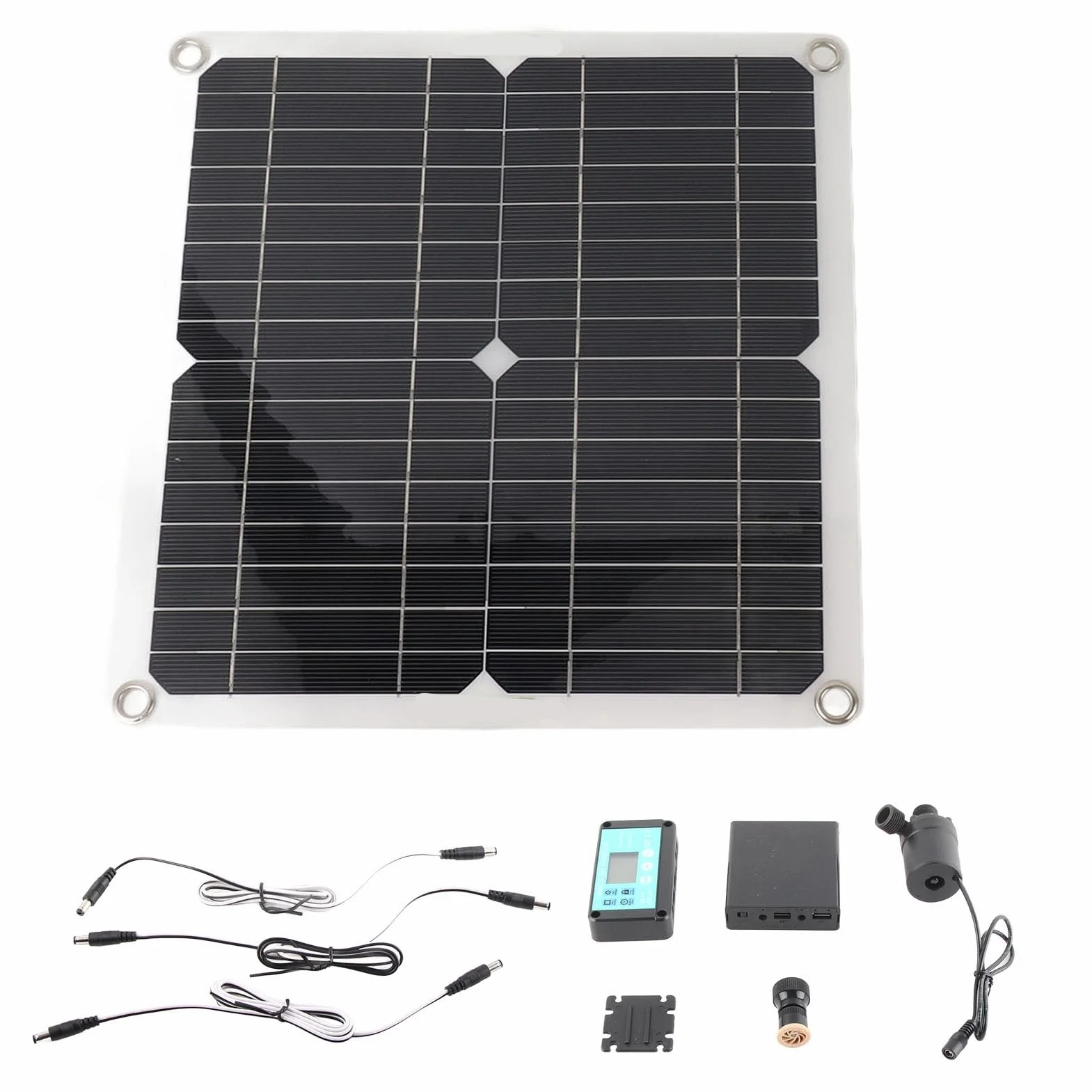 Tyenaza Kit de Bomba de Agua Solar, Panel de 50 W, Bomba de Agua de 12 V CC y 22 W, con Caja de Batería y Control de Sincronización, para Circulación de Agua de Jardín BirdBath Pon Fuente de Jardín