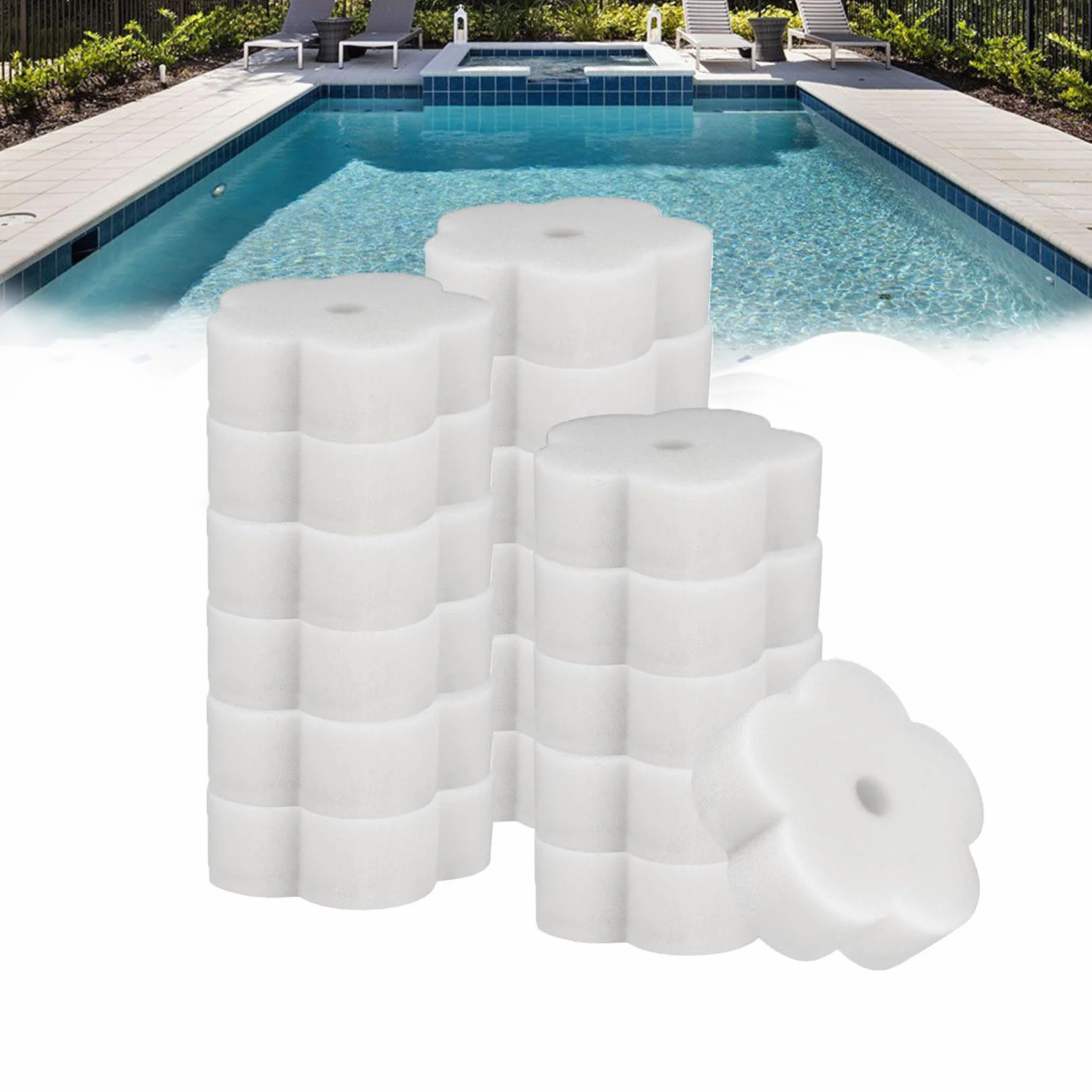 XIANGPICA 18 Piezas Esponja Absorbente de Aceite en Forma de Flor, Reutilizable para Piscina, Cocina, Jacuzzi y Hogar