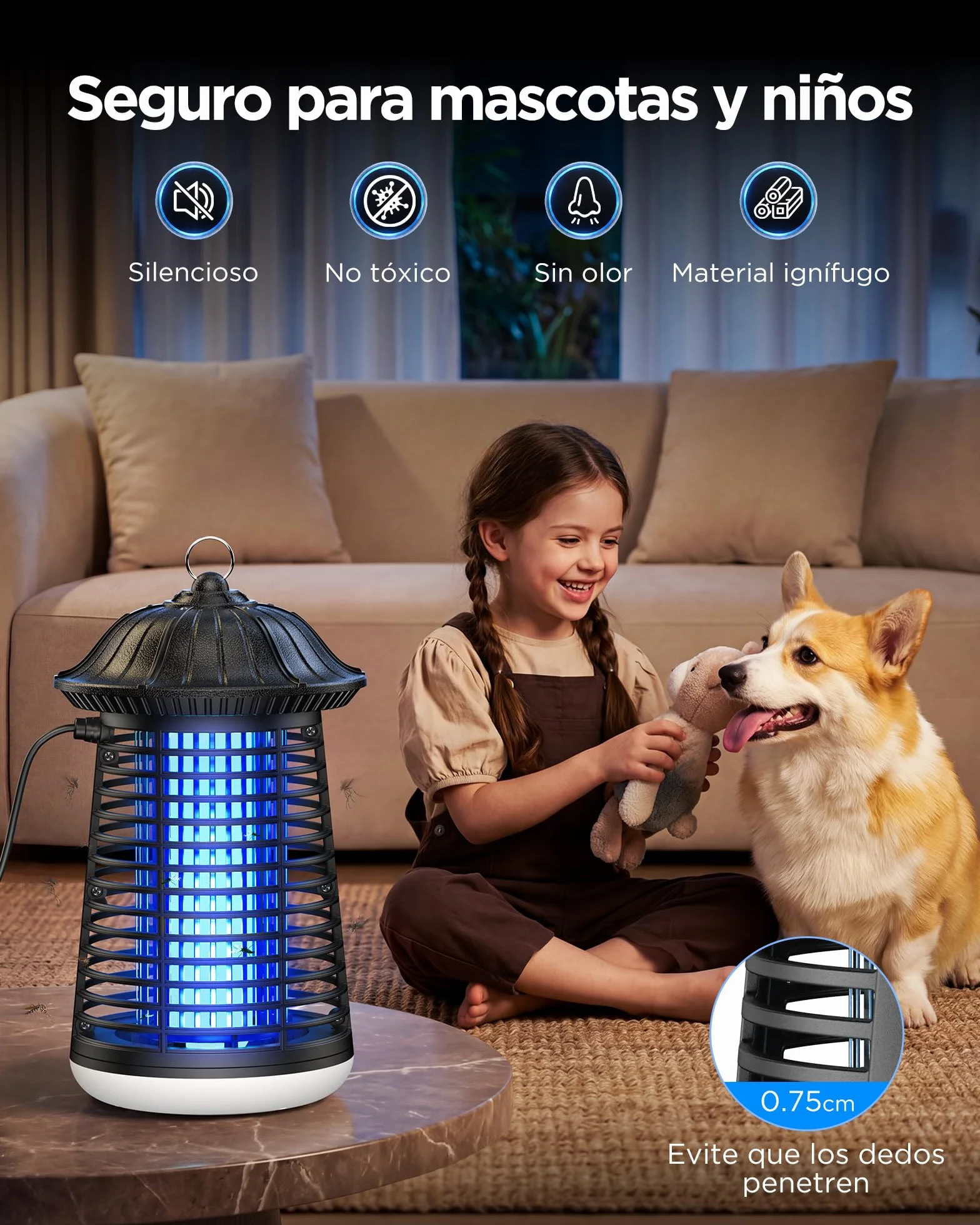 Lámpara Antimosquitos LED VIWAVE 4200V 15W UV Mata Mosquitos Eléctrico Exterior Interior IPX4 150m²