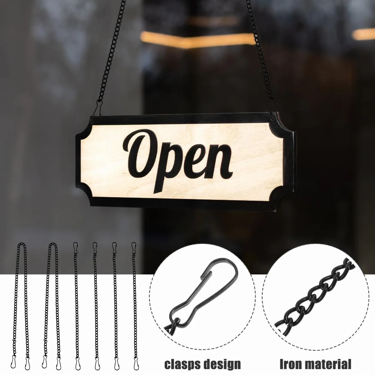 VILLCASE Cadenas de metal colgantes 25 cm 50 cm Ganchos Hierro Negro Decoración Jardín Hogar