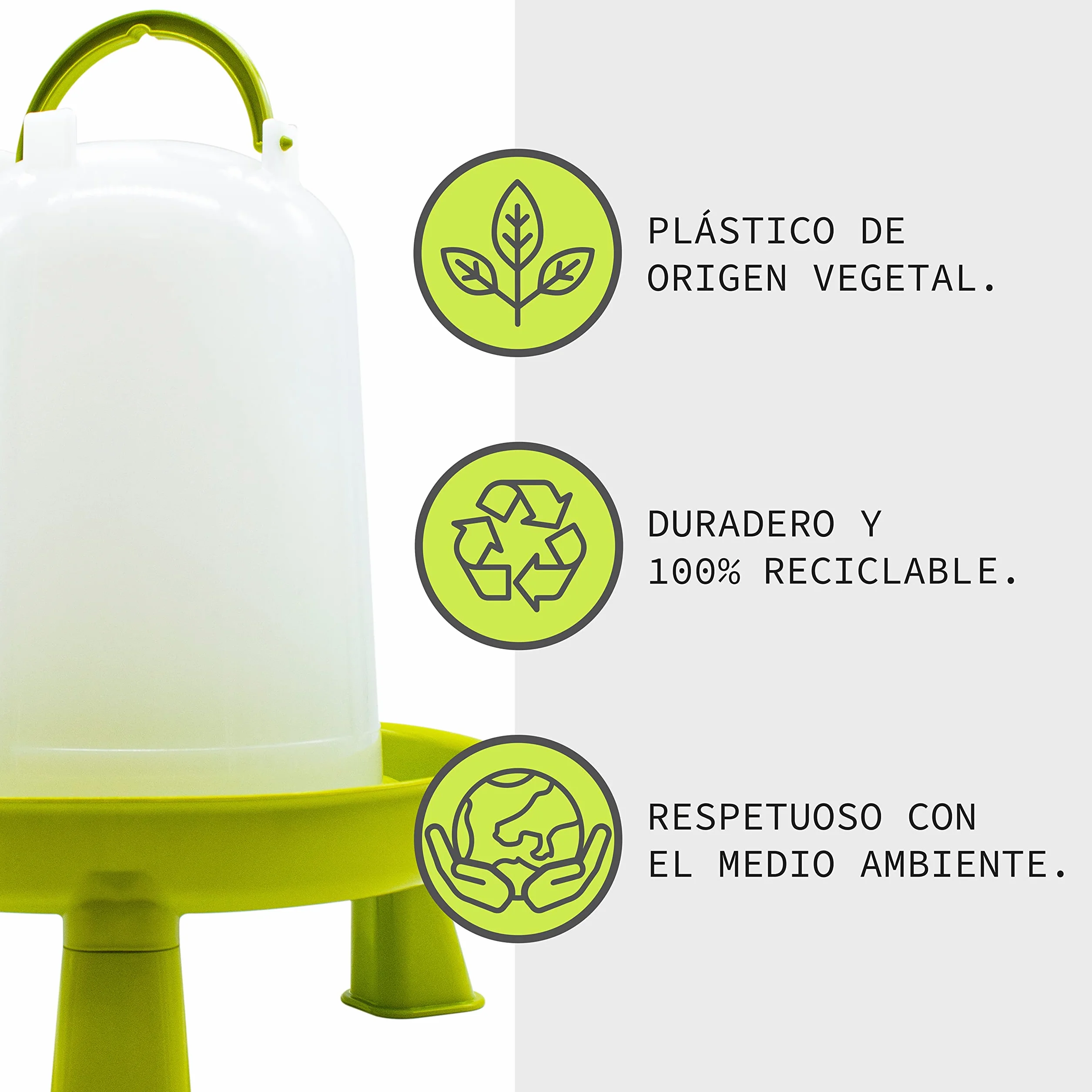FINCA CASAREJO Bebedero Aves de Corral Bío con Patas 5 L Bebedero ecológico plástico Origen Vegetal