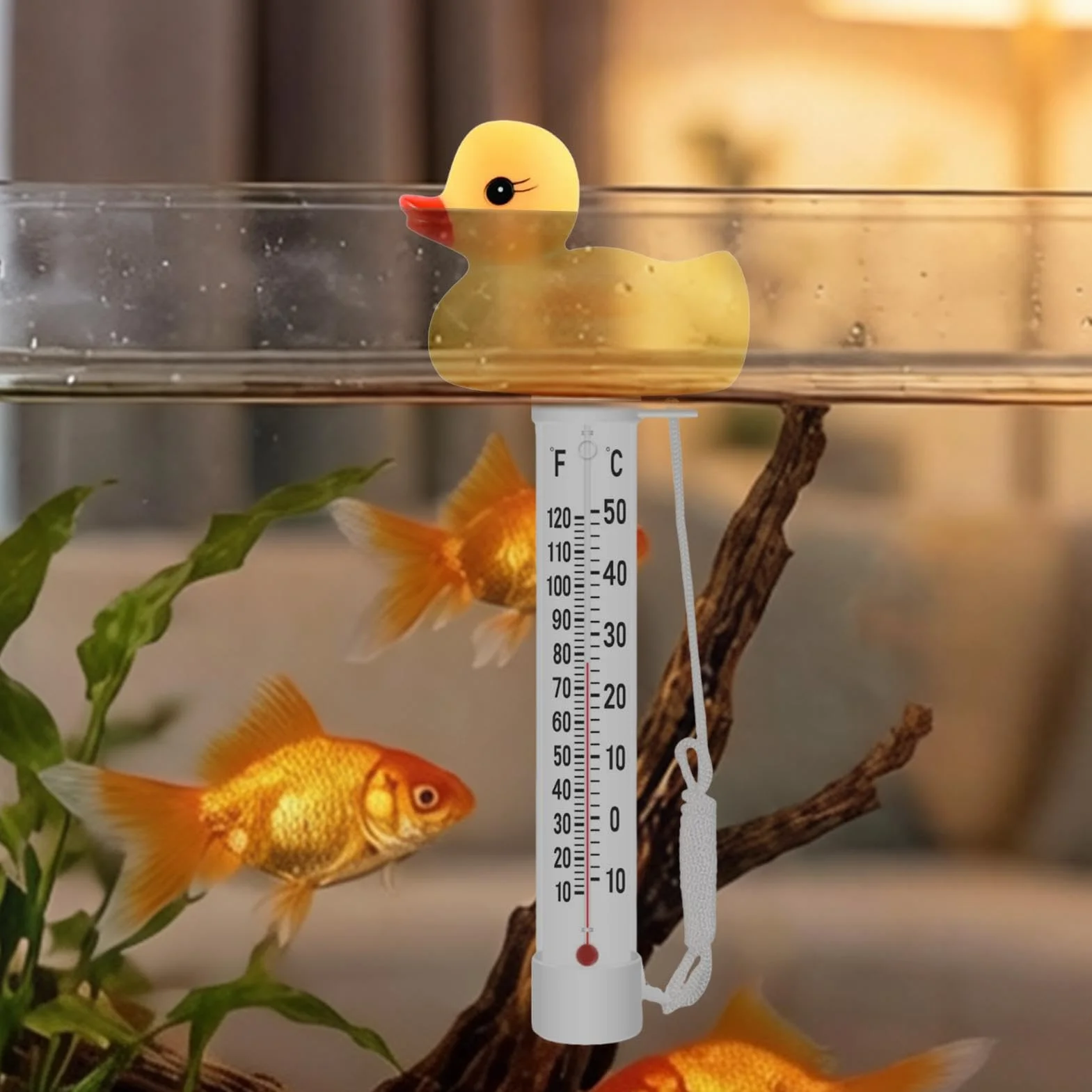 Termómetro Flotante para Piscina Pato Pulpo 10x22,5cm -10 a 50°C Cuerda Antipérdida