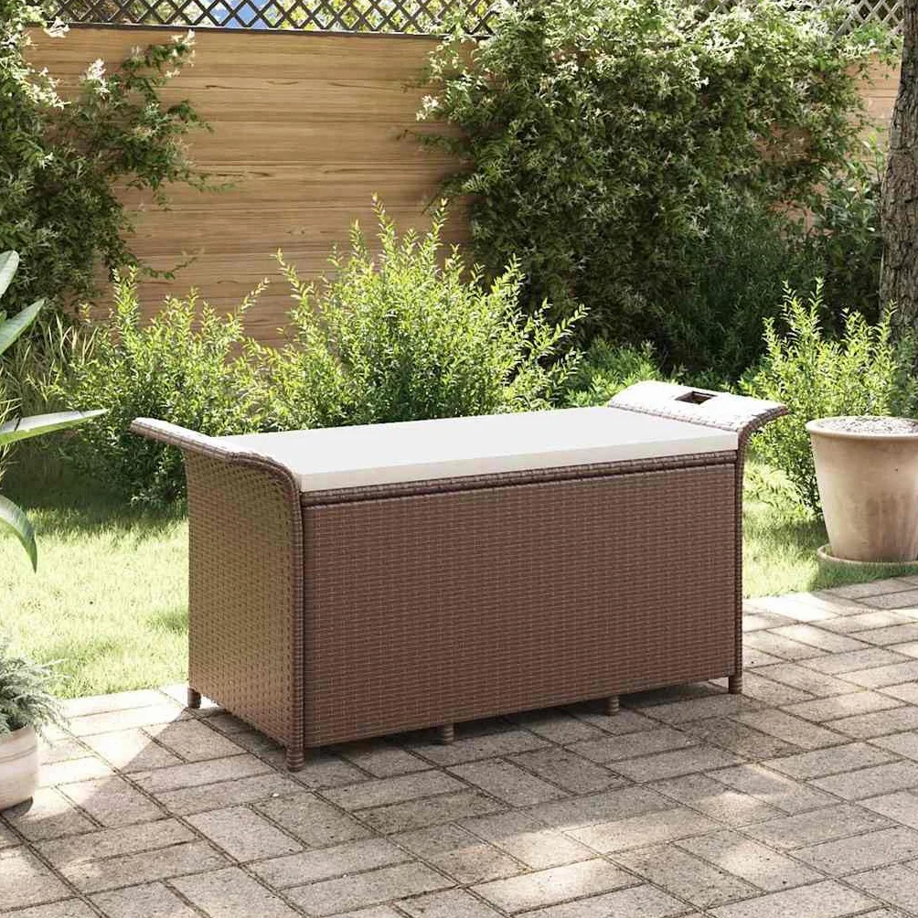 vidaXL Banco de jardín ratán sintético marrón 116x46x57 cm