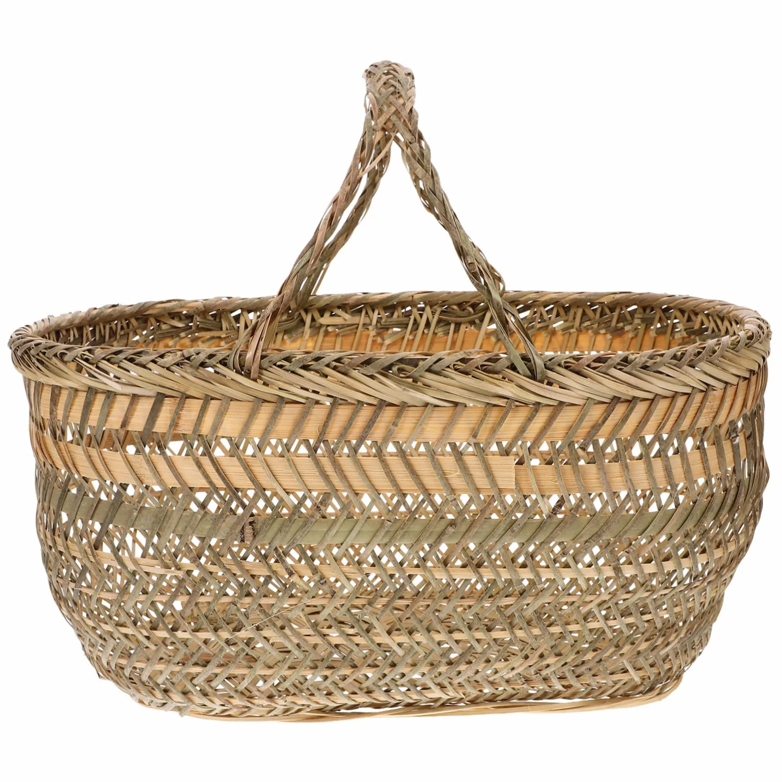 BESPORTBLE Cesta de almacenamiento de bambú rústico manejar Canasta de almacenamiento de mimbre para picnic Cesta de almacenamiento de mimbre para plantas titular de almacenamiento de picnic