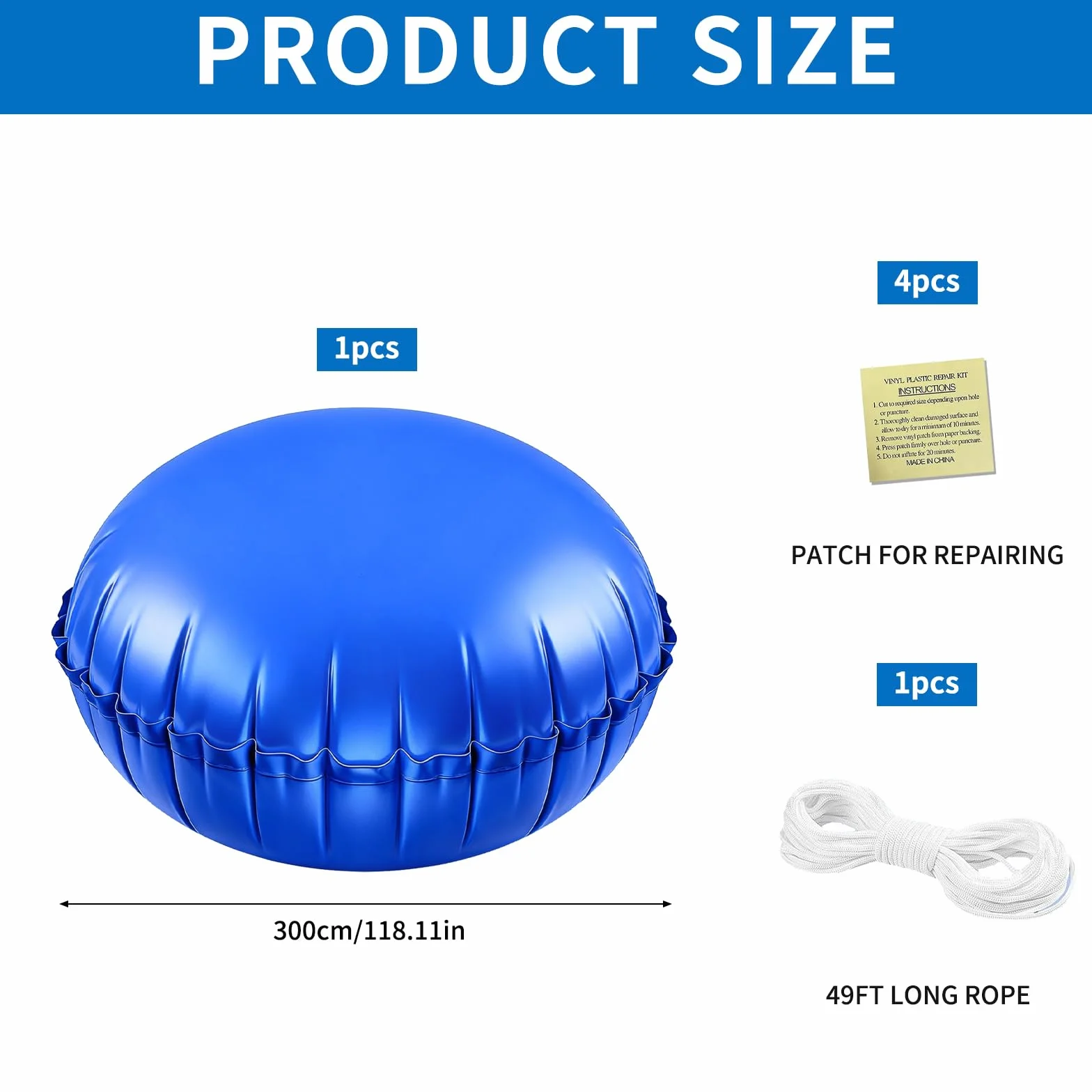 Cojín de Piscina de Invierno 3m, Cojín de Aire para Cubierta de Piscina