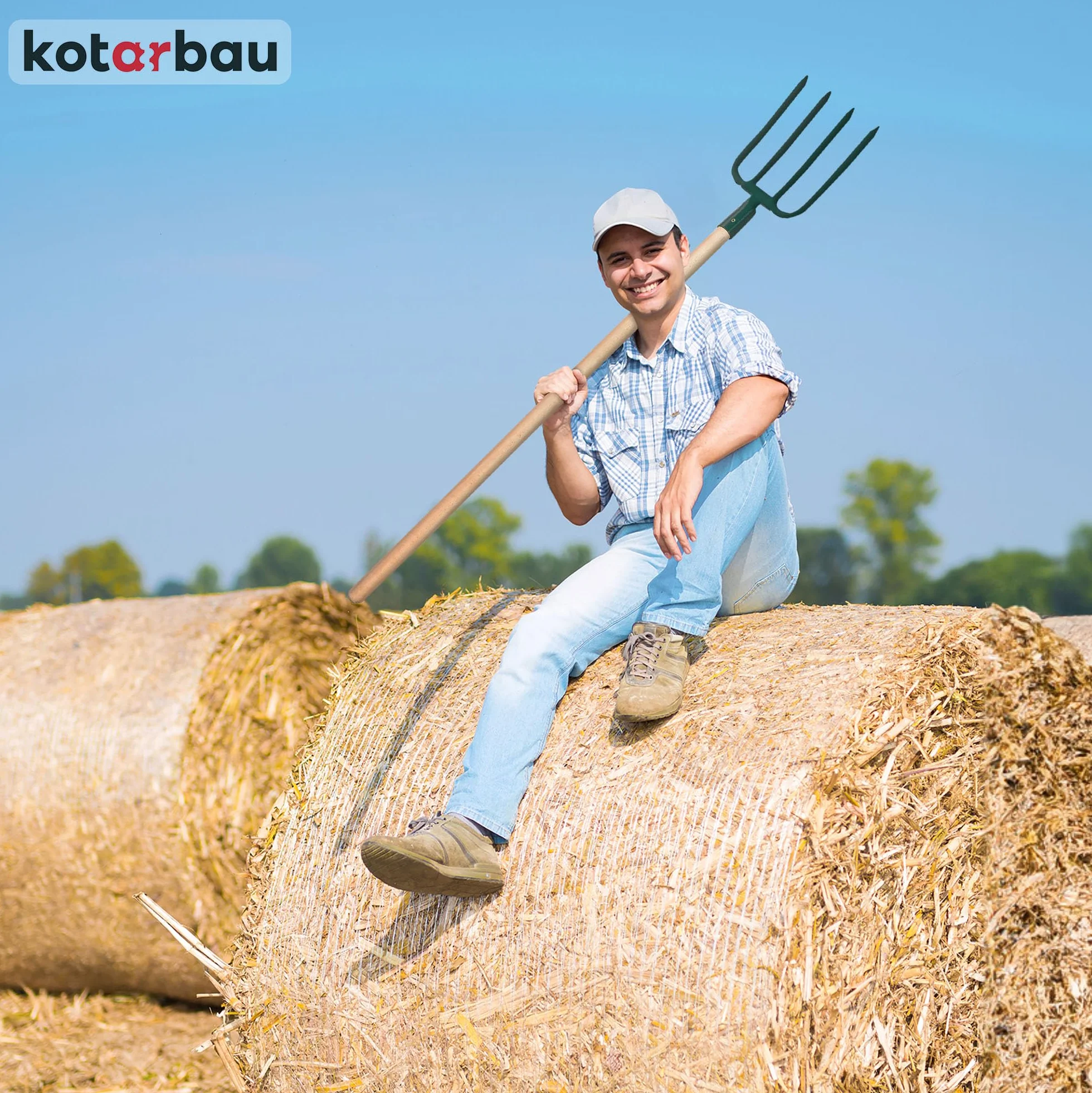 KOTARBAU® Horca de Acero con 4 Dientes Planos para Jardín