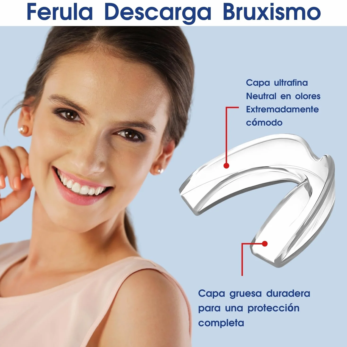 Ferula Descarga Bruxismo 4 Piezas 2 Tamaños, Protector Bucal para Dormir, Antironquidos
