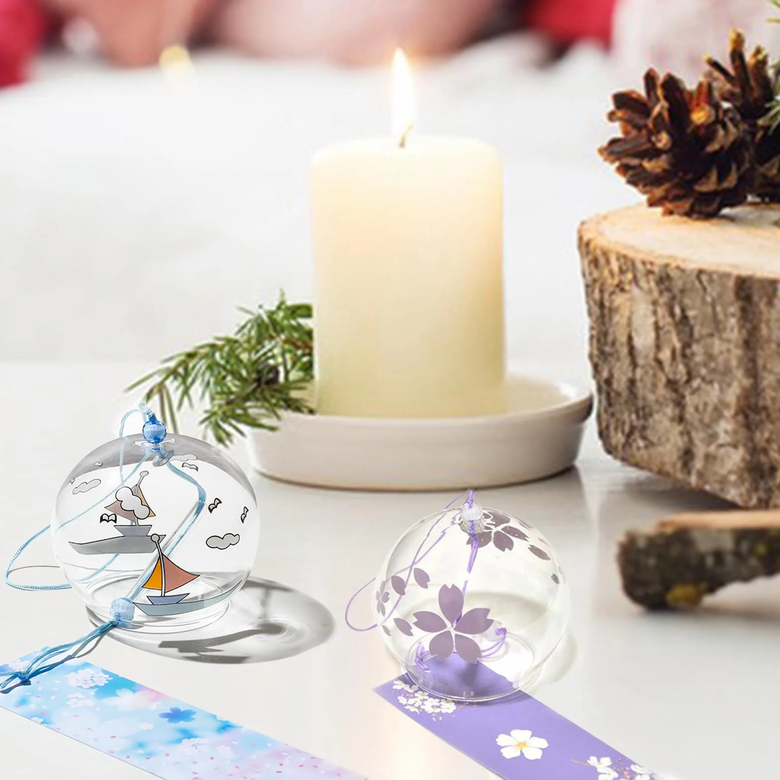 Carillón de Viento Japonés Cristal 3 Piezas Campanas Hechas a Mano para Jardín