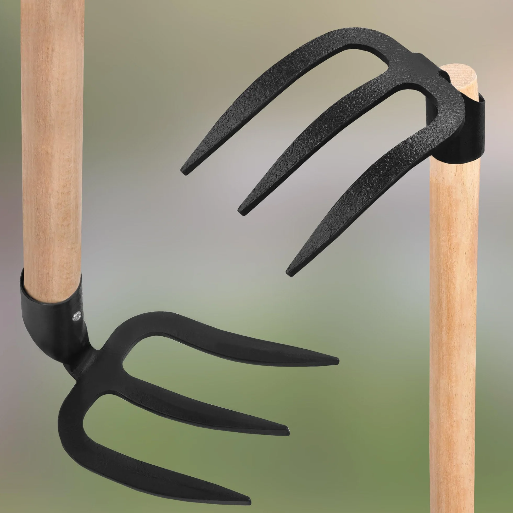 KOTARBAU Horca para cavar de 3 Dientes, Pala cosechadora de Patatas, Mango de Madera 110 cm